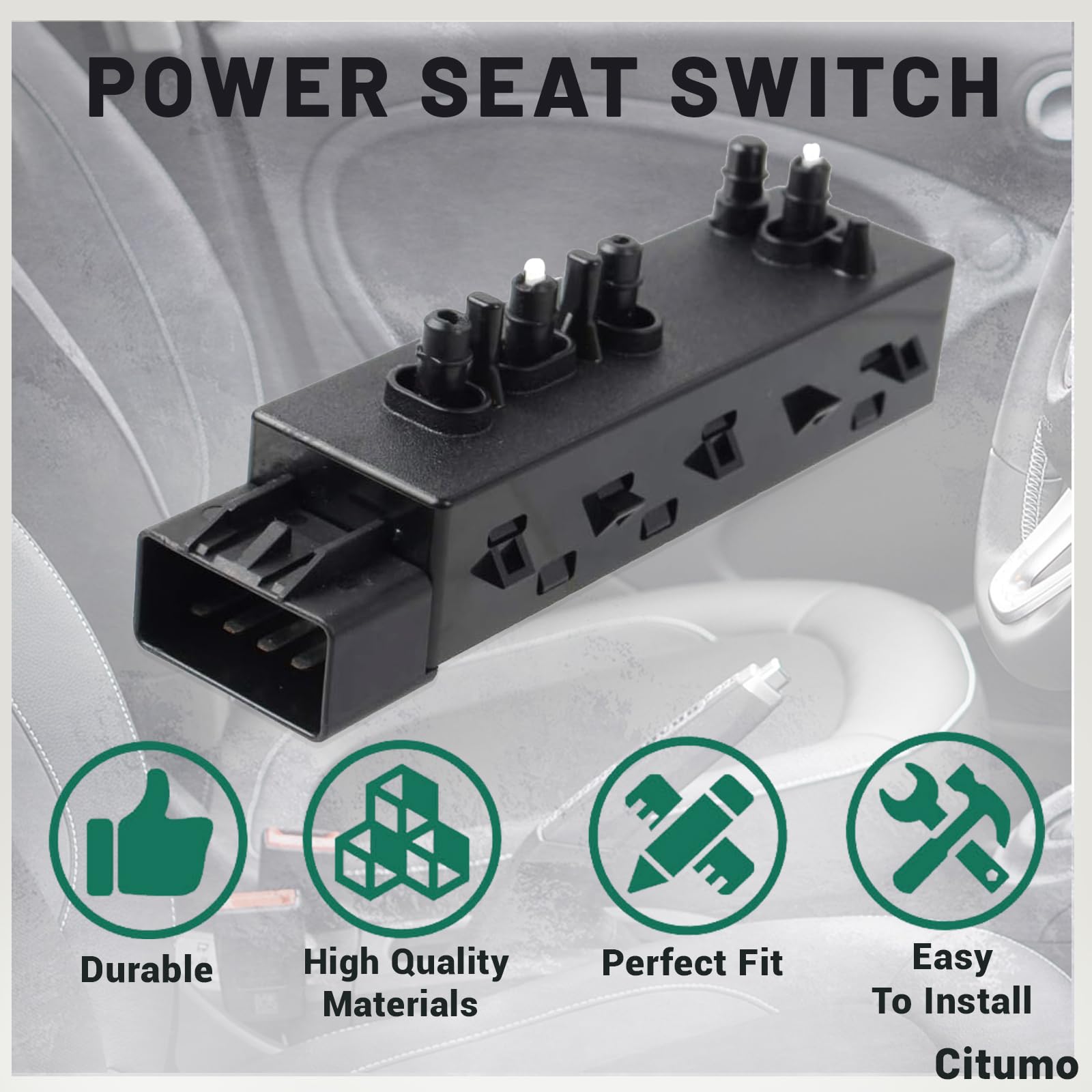 12451498 Front Right Passenger 8 Way Power Seat Control Adjustment Switch Fit 2007-2013 Sierra Yukon Avalanche Silverado Suburba