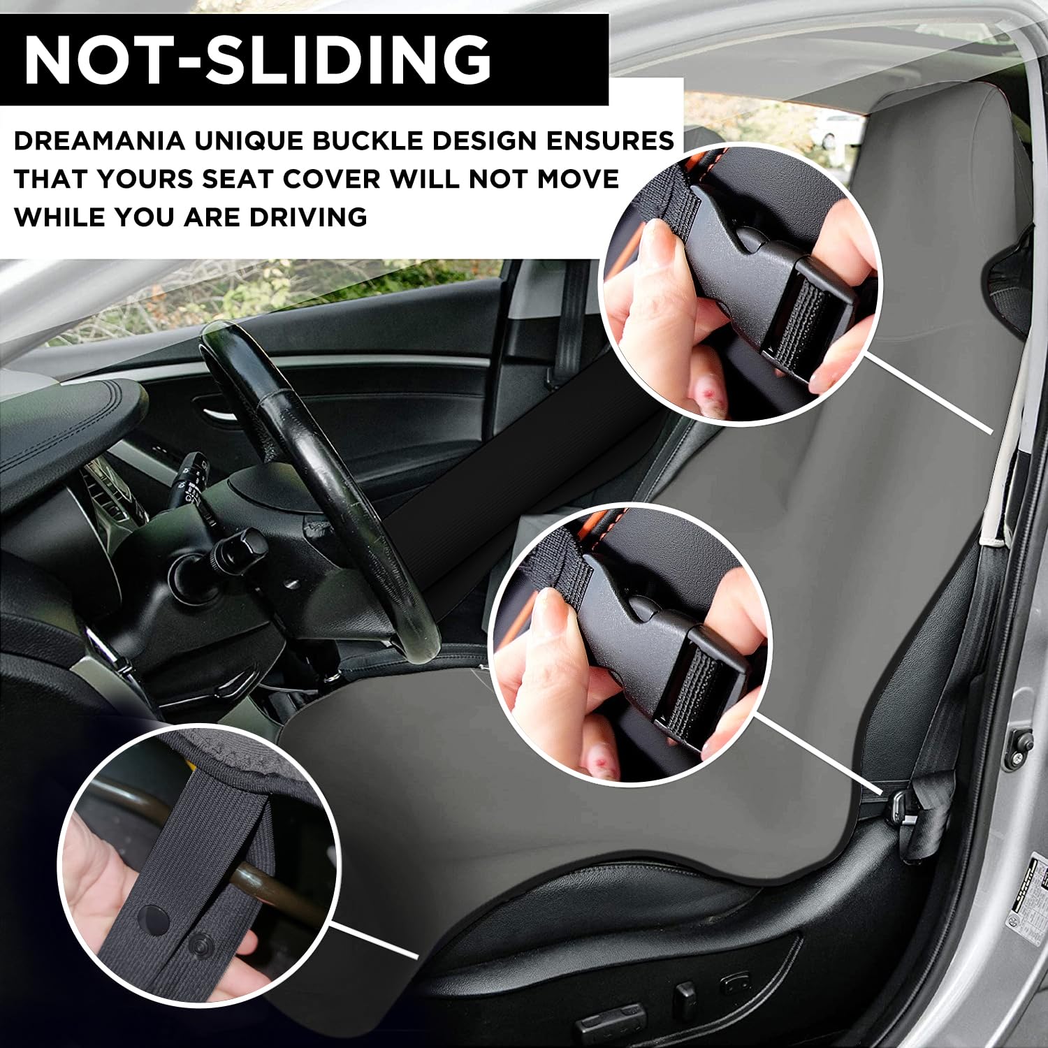 DREAMANIA Waterproof Seat Cover,2PCS Upgraded Neoprene Sweat Carseat Protector, Perfect for Universal Anti-Slip Car Truck SUV Se