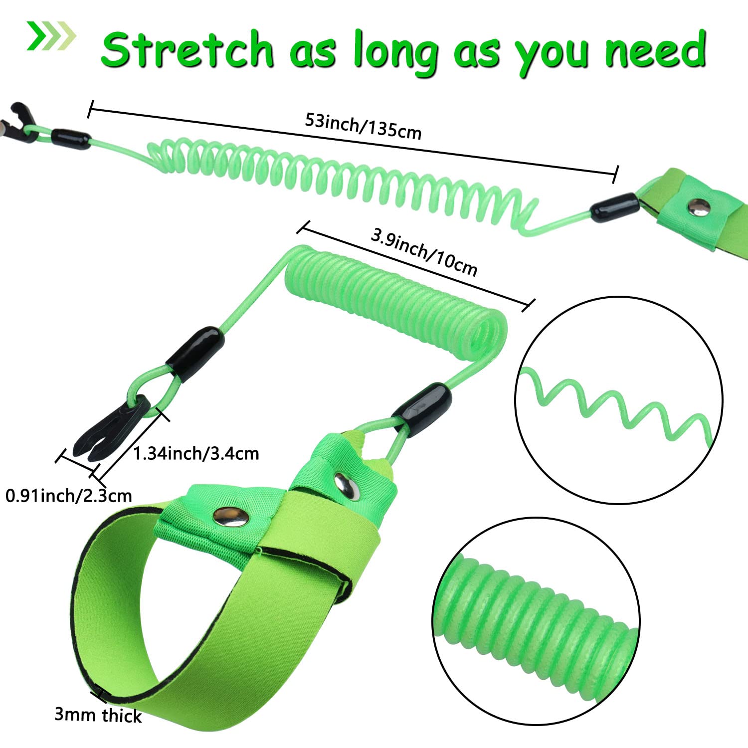 2Pcs Kill Switch Lanyard For Boat Jet Ski Lanyard Wrist Strap Replace Ew2-68348-00-00 Suit For Yamaha Marine Outboard Motor Ignition Emergency Kill Stop Cord Tether (Green)