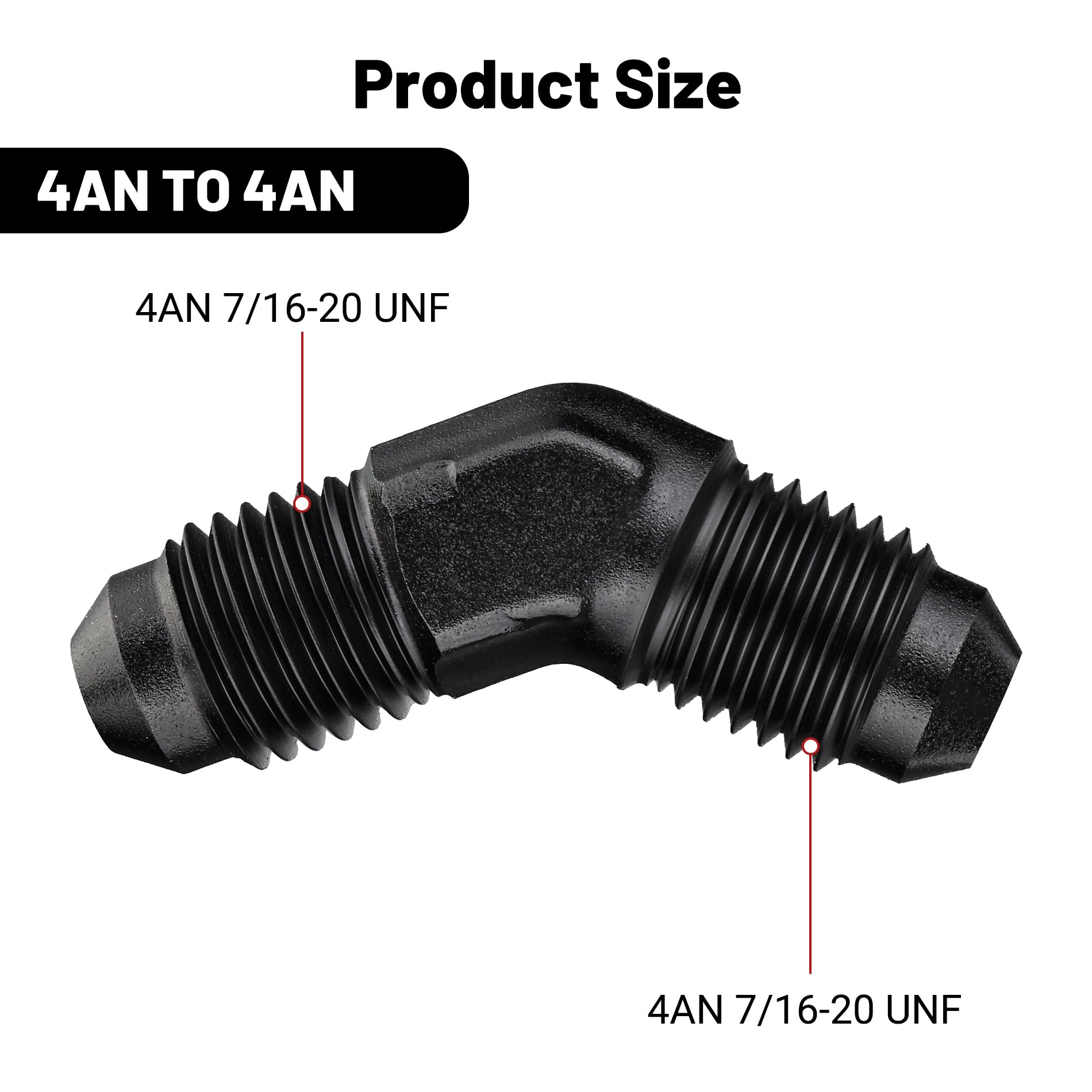 EVIL ENERGY 4AN Male to Male Flare 45 Degree Union Coupler Fitting Coupling Aluminum Black