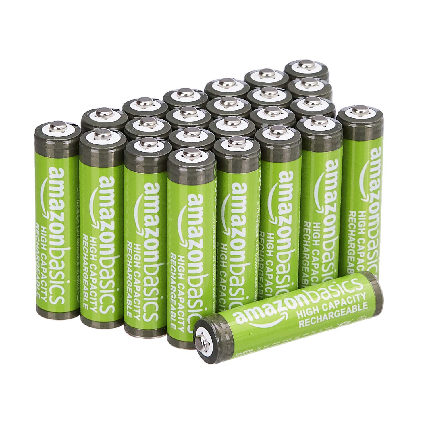 Amazon Basics Rechargeable AAA Batteries, 24-Pack, 850 mAh, NiMH High-Capacity Batteries, Recharge up to 500x Times, Pre-Charged