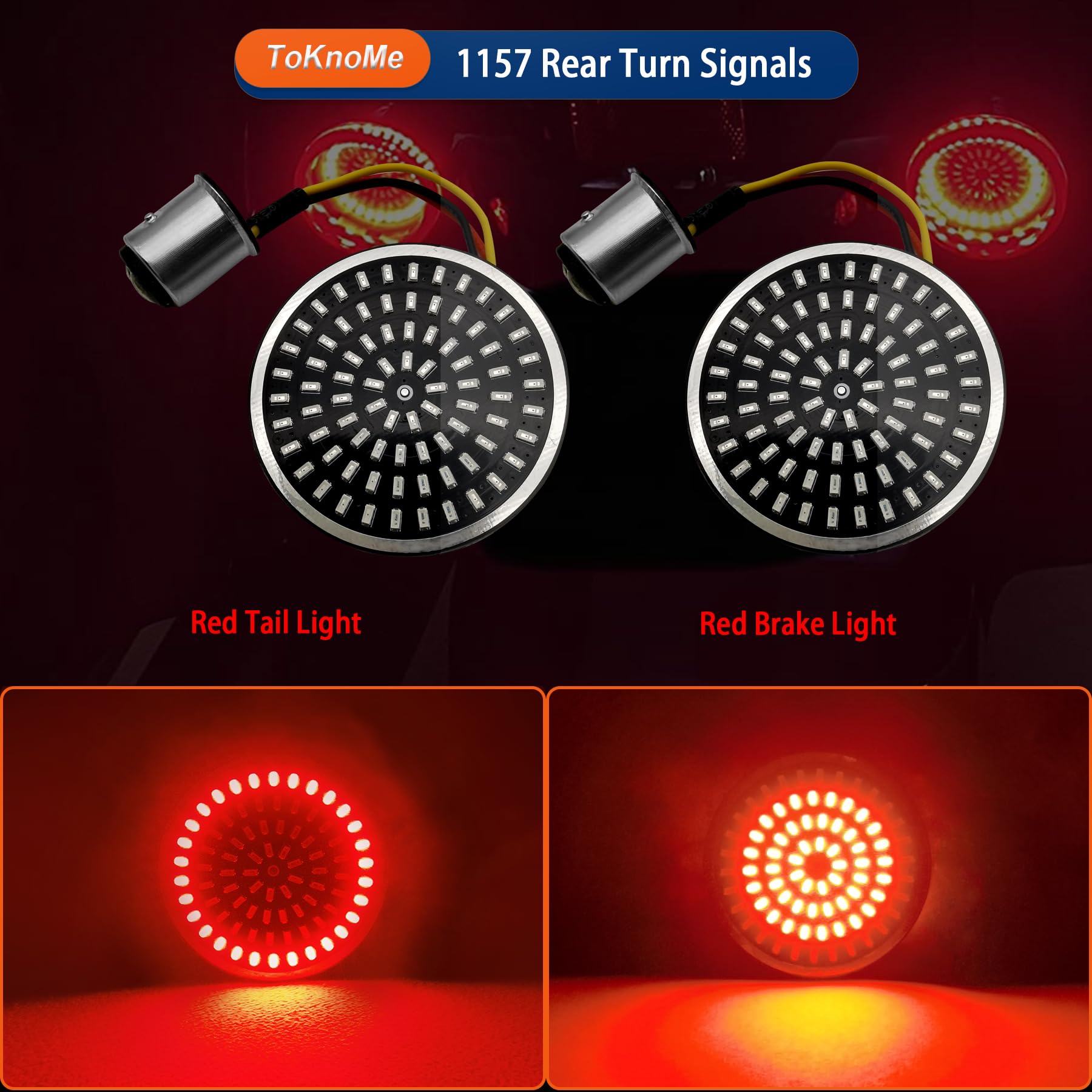 Toknome 1157 Led Turn Signals 2'' Front Rear Bulbs 81 Led Lights Smoke Lens Covers Kit Compatible With Harley Davidson Softail D