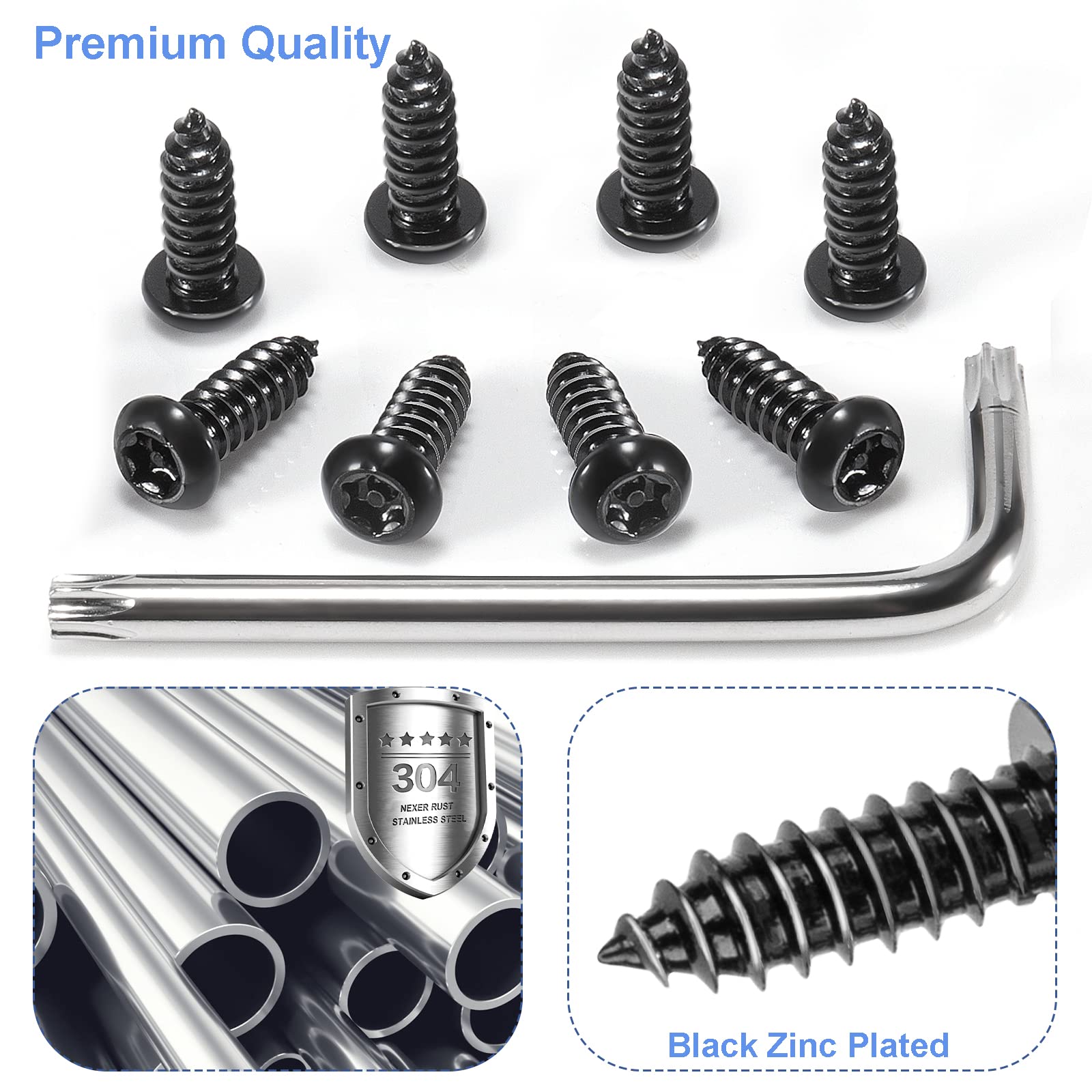 8 Sets Anti-Theft Stainless Steel License Plate Fasteners