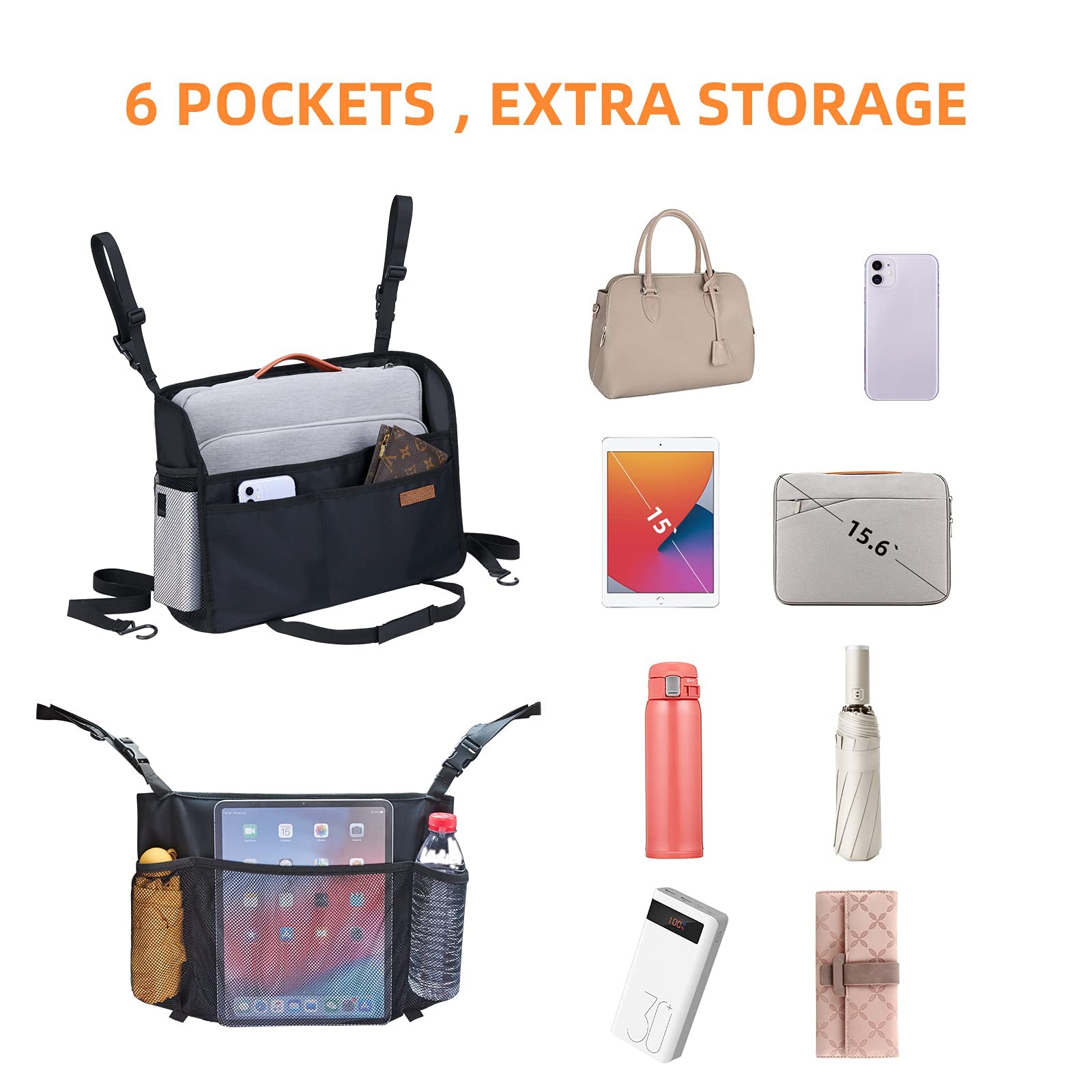 Wllwoo Wllwoo Car Net Pocket Handbag Holder Between Seats Back Storage Organizer Purse Holder For Console Front Seat Storage Bar