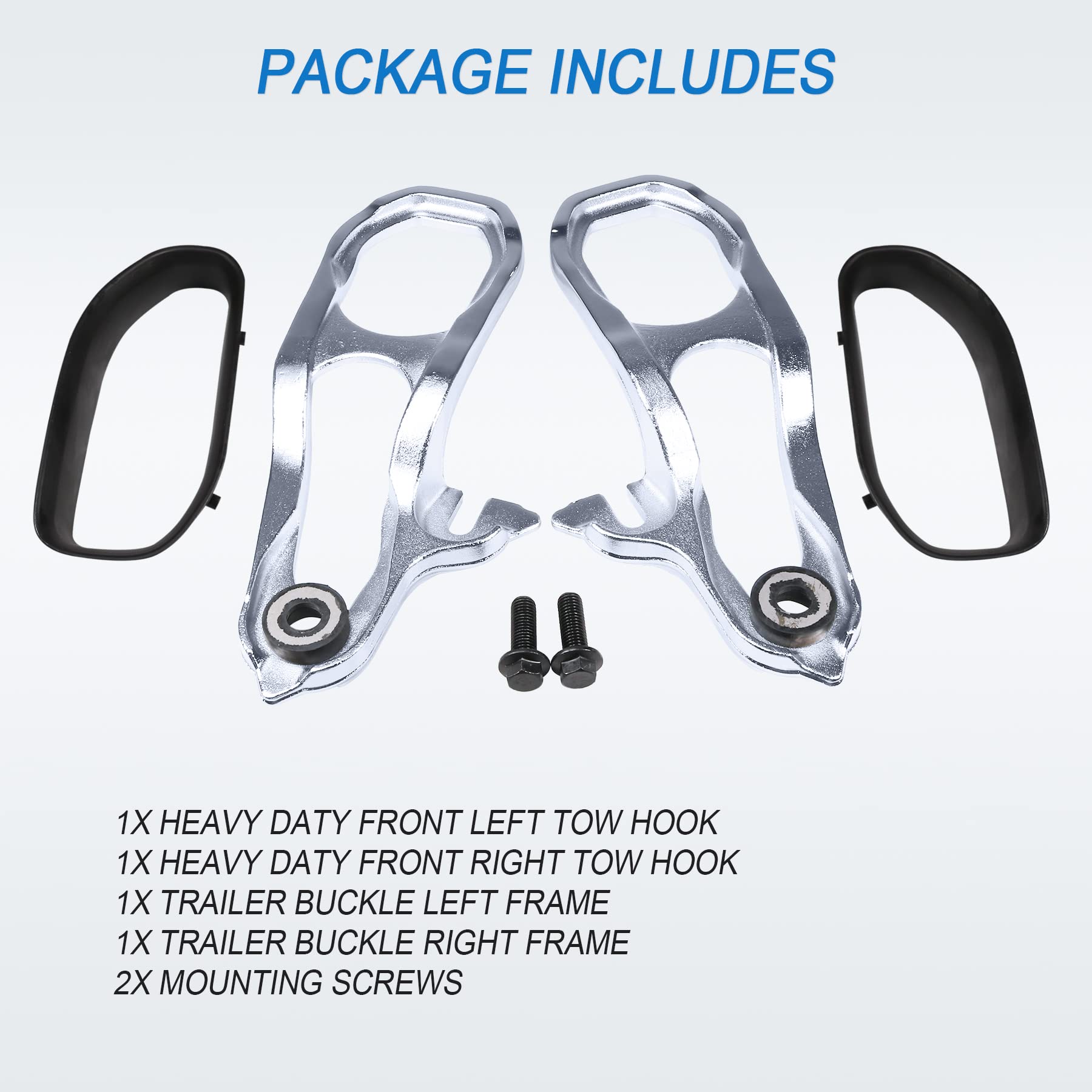 JDMSPEED Heavy Duty Chrome Front Tow Hooks for Dodge Ram 1500 DT 2019-2022, Alloy Steel, Left & Right with Hardware
