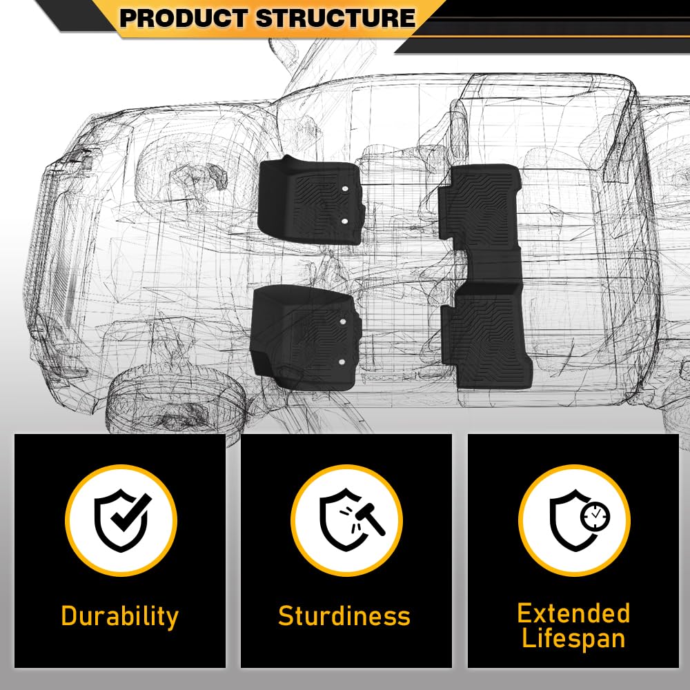 G-PLUS TPE Floor Mats Cargo Liners, Compatible with Dodge Ram 1500 Crew Cab New Body Without Storage 2019-2024 (NOT Classic Mode