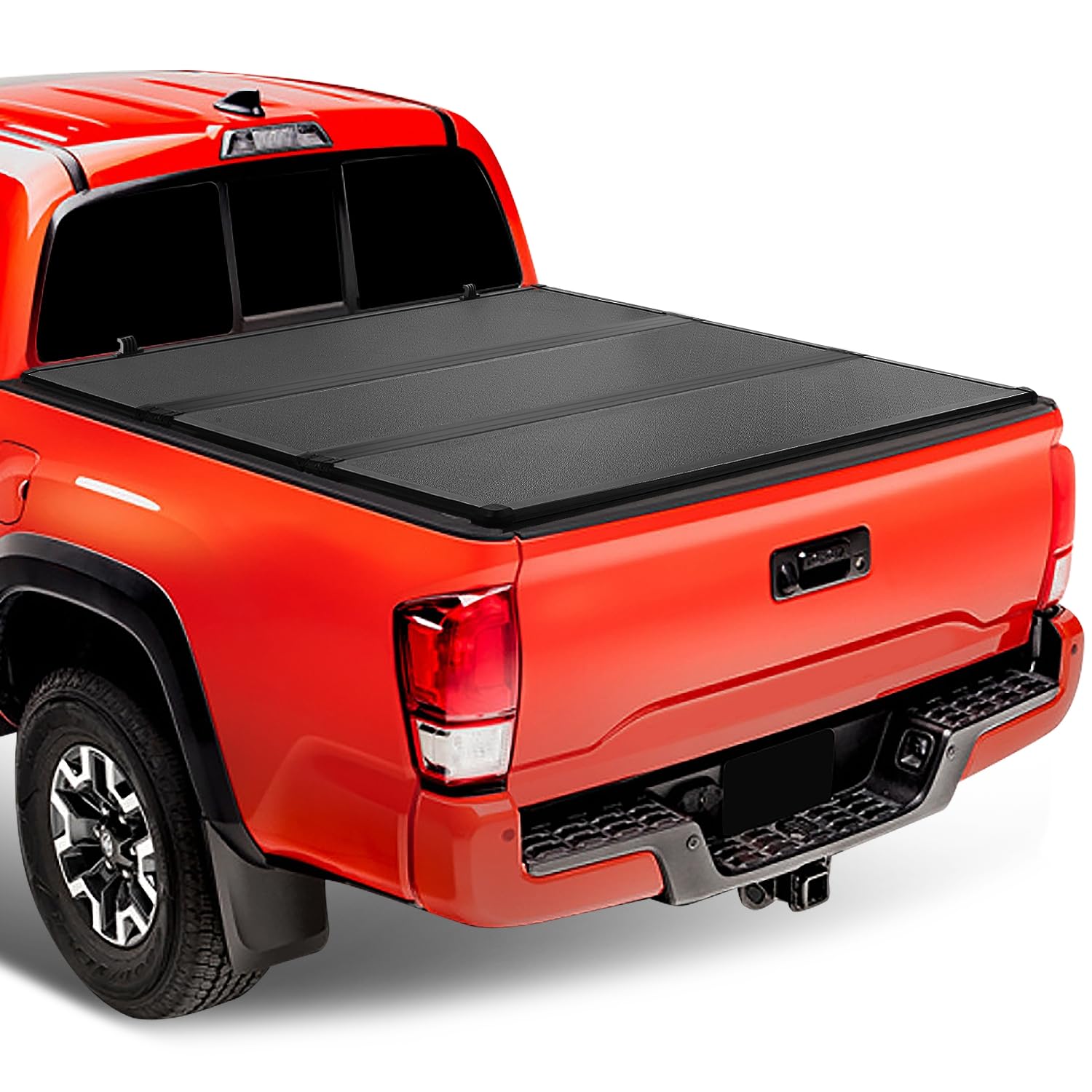 Auto Dynasty Frp Hard Tri-Fold Truck Bed Tonneau Cover Compatible With 2005-2015 Toyota Tacoma 5Ft Fleetside/Styleside Bed, Blac