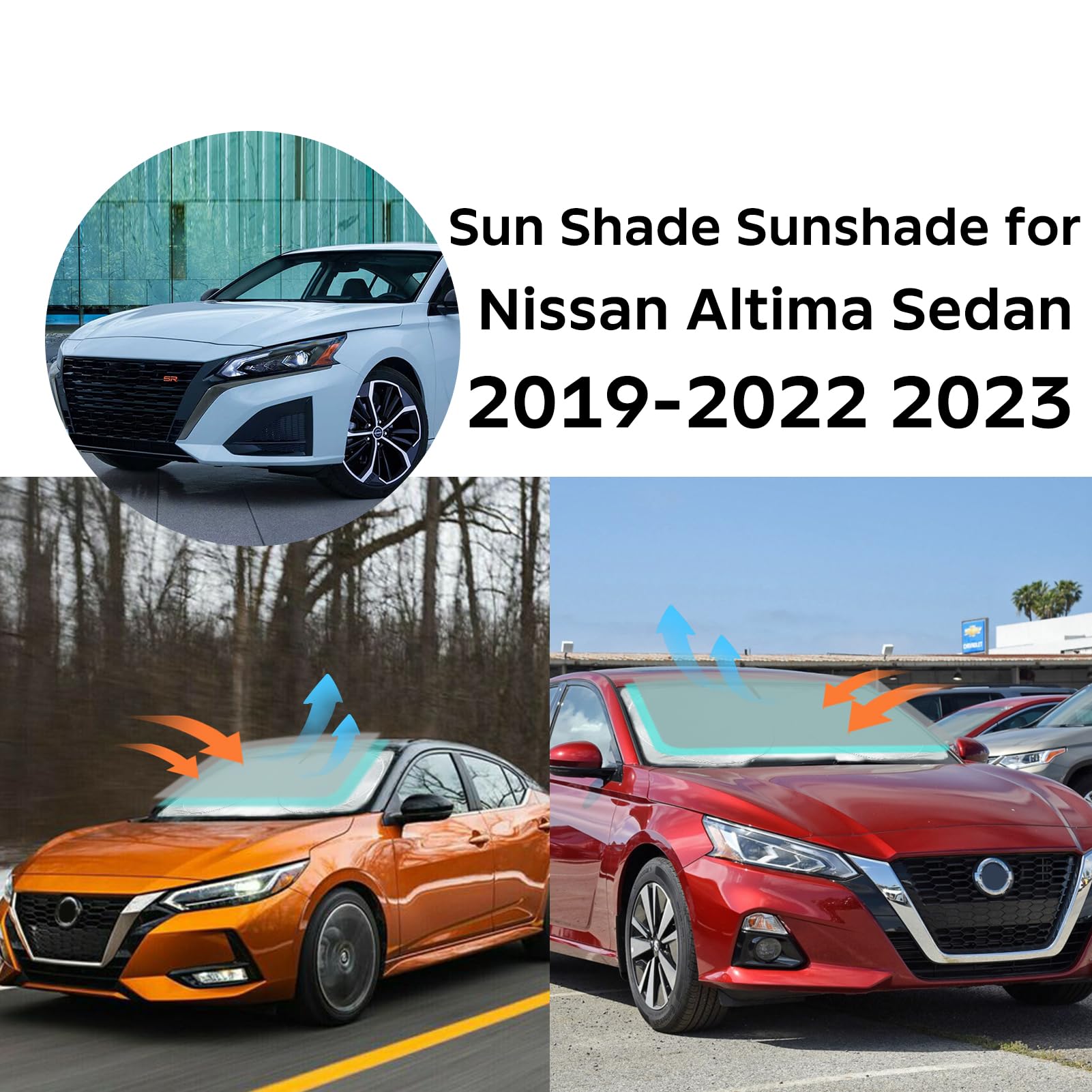 Insauto For Altima 2024 Windshield Sun Shade Sunshade For Nissan Altima Sedan 2019-2022 2023 Windshield Cover Front Window Sun S