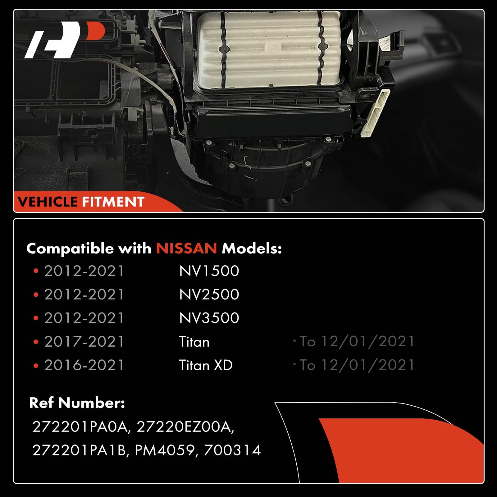 A-Premium HVAC Heater Blower Motor with Fan Cage for Nissan NV1500, NV2500, NV3500, Titan XD 2016-2021, 2017-2021