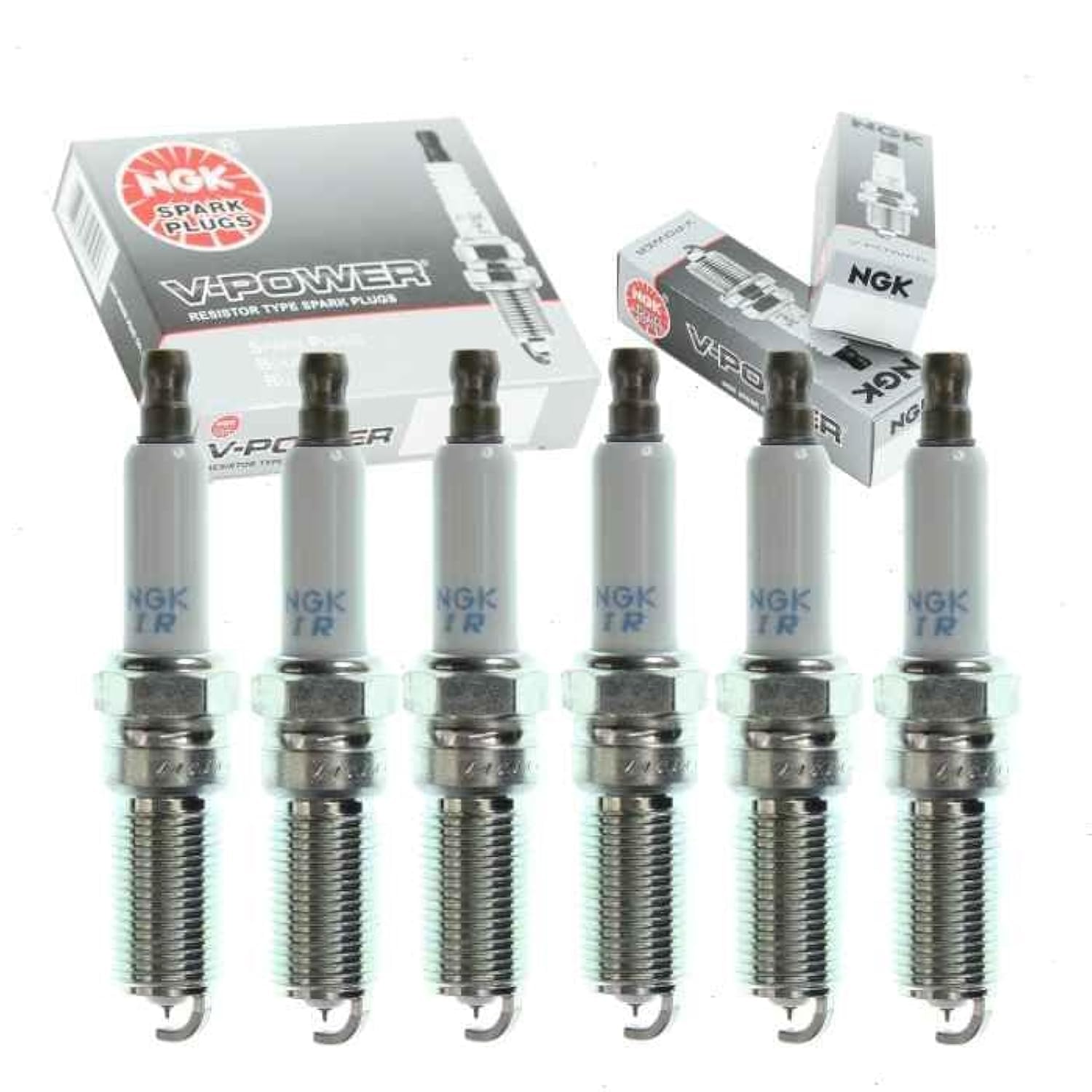 6 pc NGK V-Power Spark Plugs compatible with Jeep Wrangler 3.8L V6 2007-2011