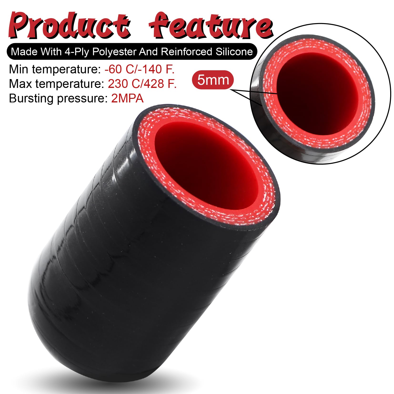 2Pcs High Temperature 4-Ply Reinforced Silicone Hose Cap ID 1 Inch(25mm) Hose End Plug for Turbo Bypass Valve/Throttle Body Wate