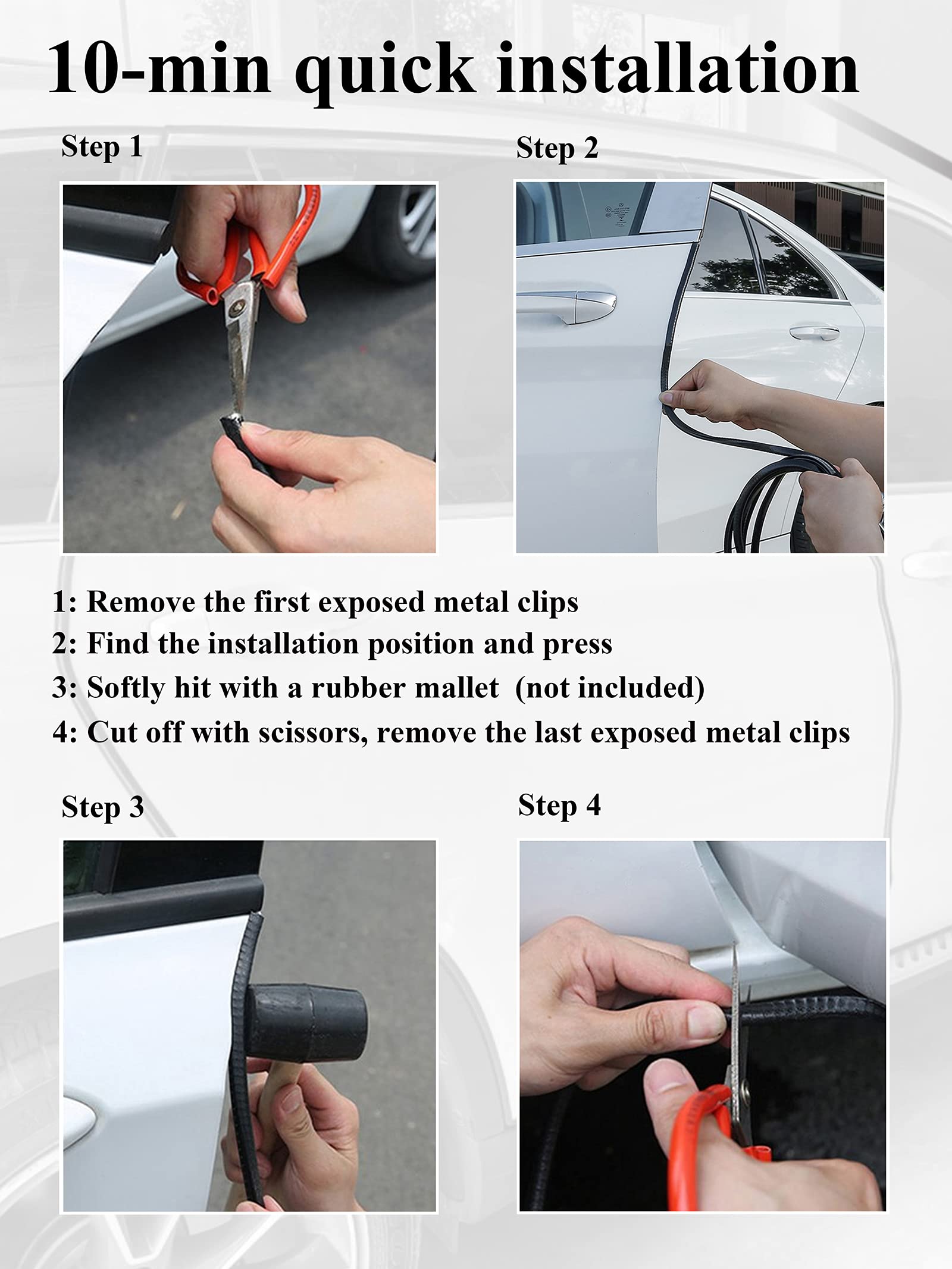 Syoauto 32Ft(10M) Door Edge Guard White Car Door Edge Guards Door Edge Protector For Cars Rubber Auto Door Trim U Shape Build In Metal Sheet No Need Adhesive Easy To Cut Door Guards For Most Cars