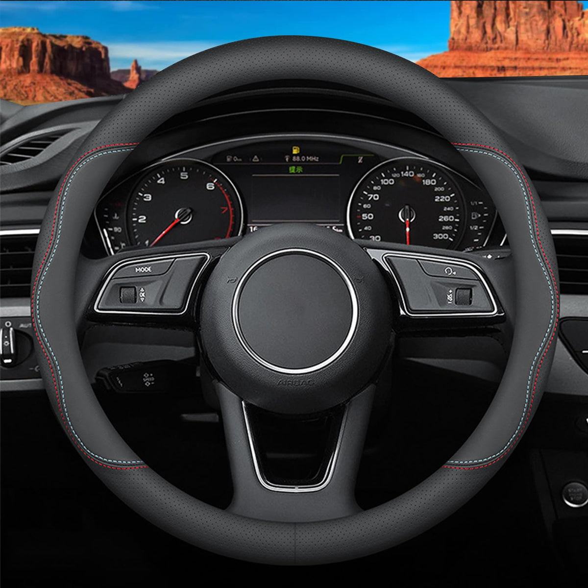 Custom-Fit For Chevrolet Steering Wheel Cover, Premium Leather Car Steering Wheel Cover With Logo, Non-Slip, Breathable (A-Style