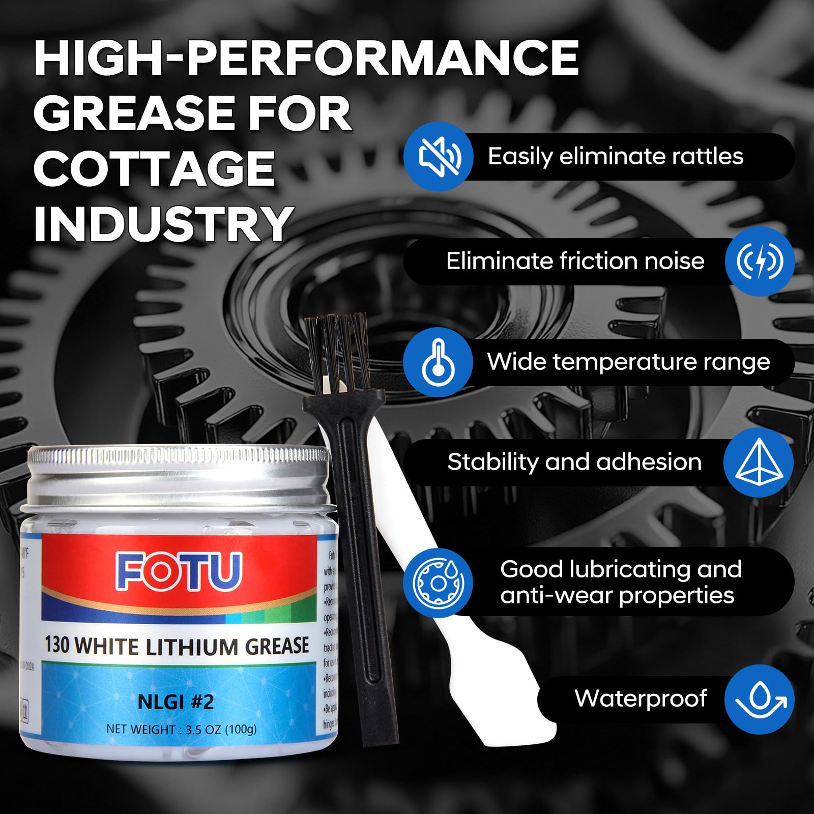 Fotu White Lithium Grease - High Performance Lubricant For All Your Mechanical Needs - 100% Pure & Long - Lasting - Ideal For Be