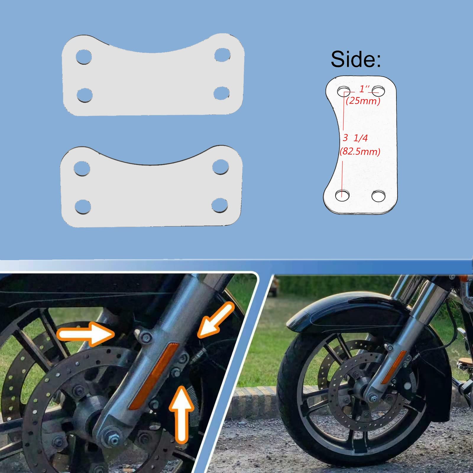 TCMI Front 21'' Wheel Fender Risers Lift Brackets fits for Harley Davidson Touring Electra Glide Street Glide Road Glide Road Ki