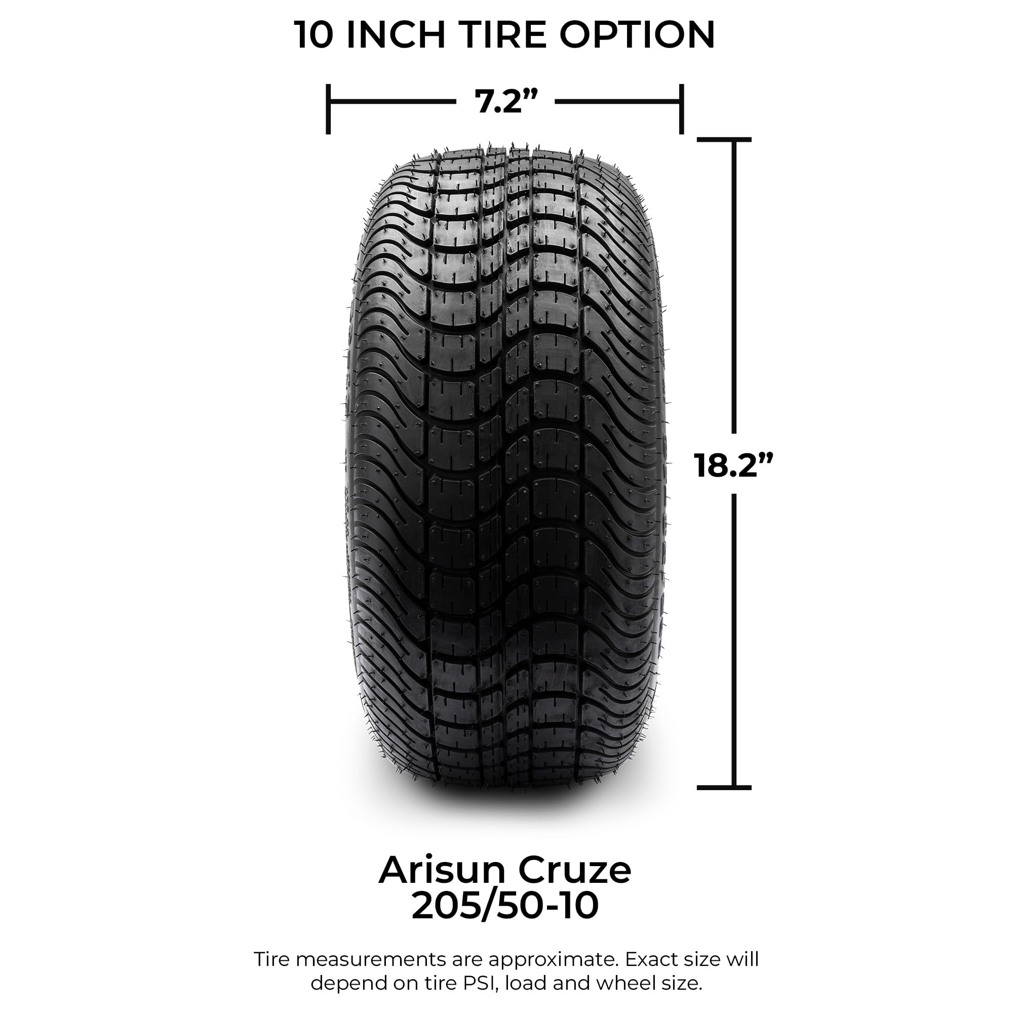 Arisun Cruze 205/50-10 DOT Golf Cart Tire Street Low Profile (4-Ply) - Single