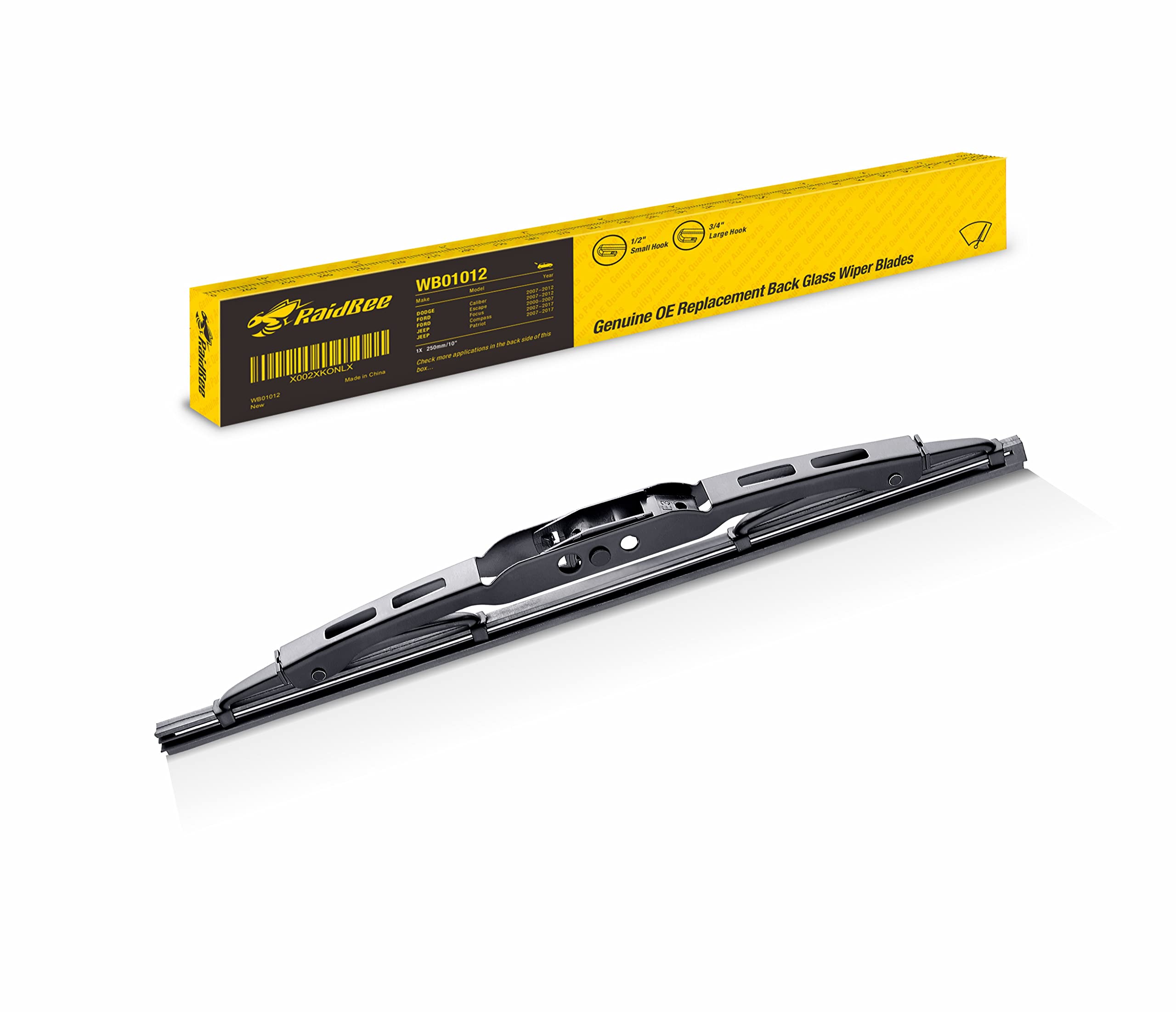 Raidbee Rear Wiper Blade 10 Inch, For Ford Escape Focus 2007-2001,For Honda Cr-V 2006-2002,For Jeep Compass Patriot Rear Windshi