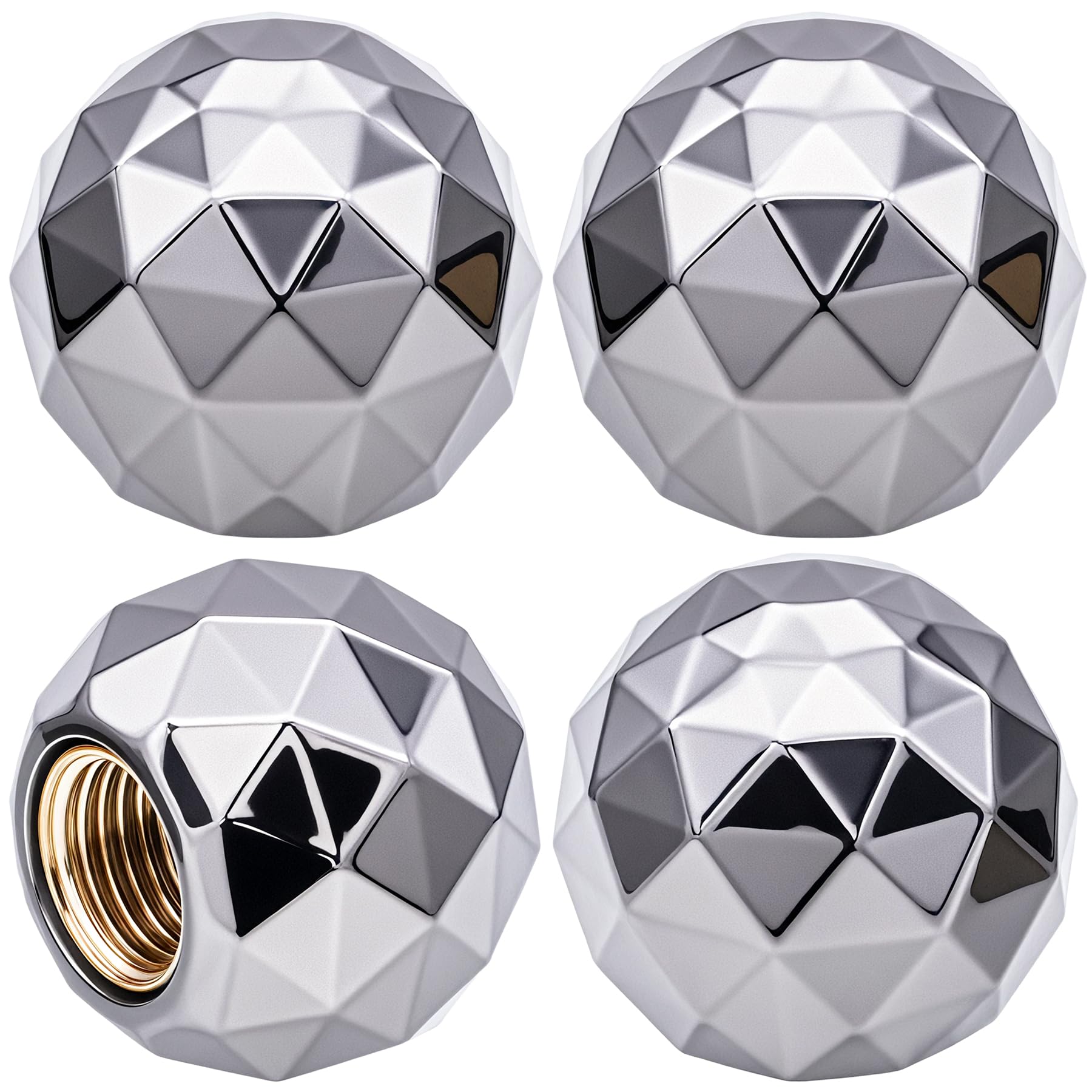 Meajoo 4Pcs Bling Ball Style Tire Valve Stem Caps, Air Caps Cover, With Rubber O-Ring, Palstic Air Leakproof Valve Caps Cover Fi