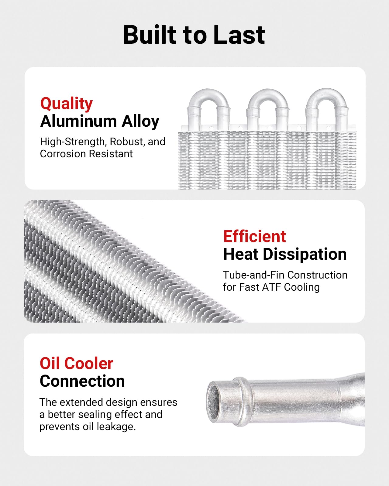 Evil Energy 5/16'' Transmission Oil Cooler, 8 Pass Tube And Fin Cooler Kit Universal Aluminium Silver