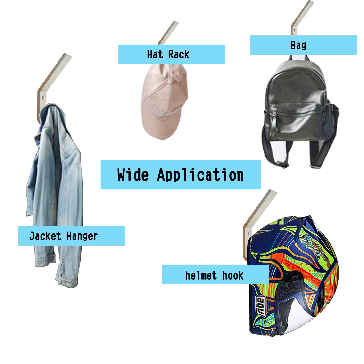 Ebaokuup 6 Set Helmet Holder-Motorcycle Helmet Holder Hook,Wall Mounted Equestrian Helmet Storage Rack Hanger, Motorbike Cloth Wall Mount Display Rack With Mounting Screws(6 Pcs Hook+ 12Pcs Screws)