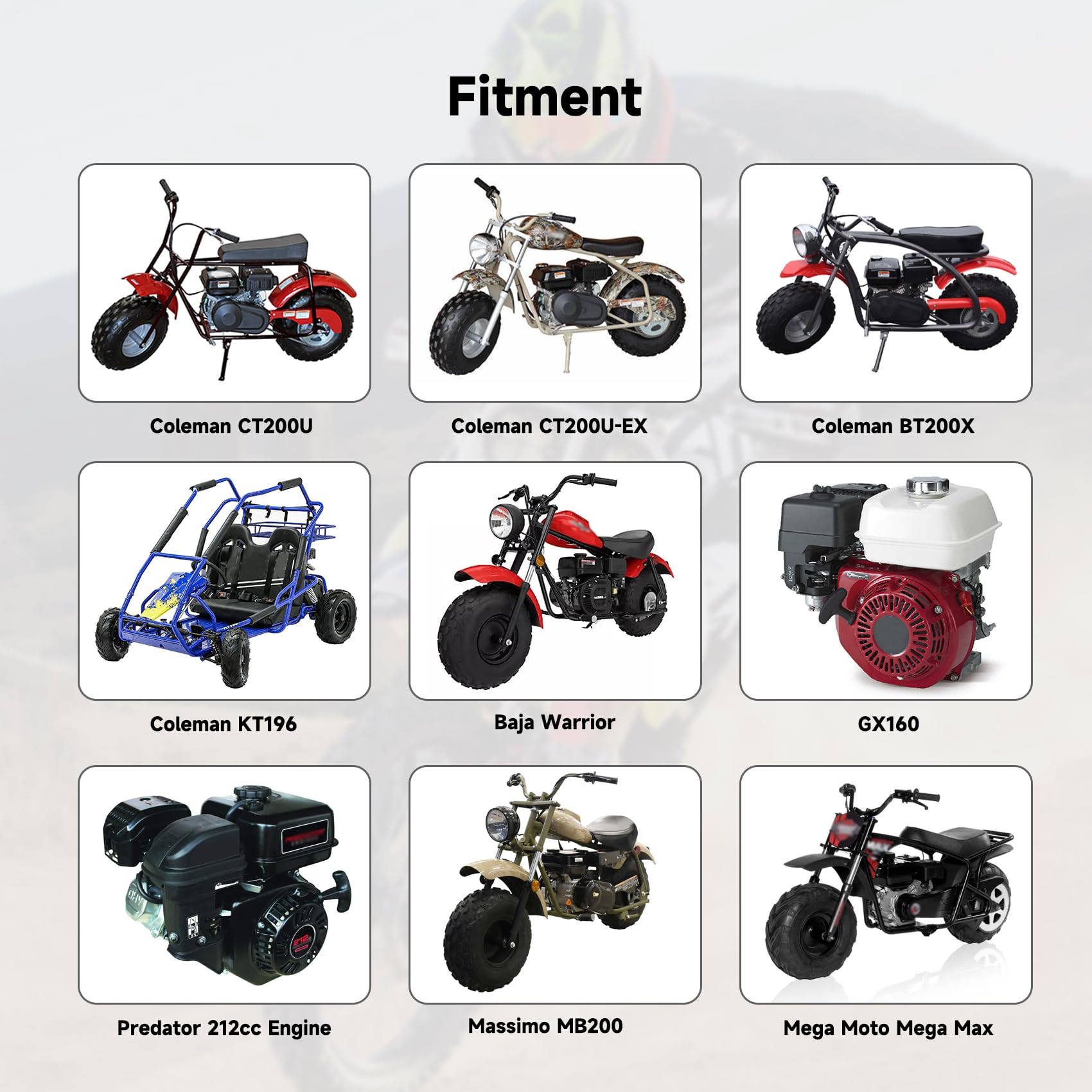 FVRITO VM22 26mm Carburetor Mini Bike Carb Kit for Predator 212 196cc 212cc Ghost 224cc 6.5HP Non Hemi Coleman CT200U CT200U-EX