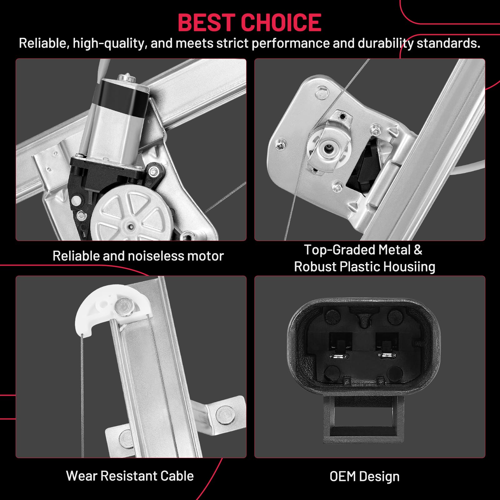 BDFHYK 741-388 Power Window Regulator with Motor Rear Left for 2007-2013 Chevy Silverado 1500 2500 3500 2007-2013 GMC Sierra 150