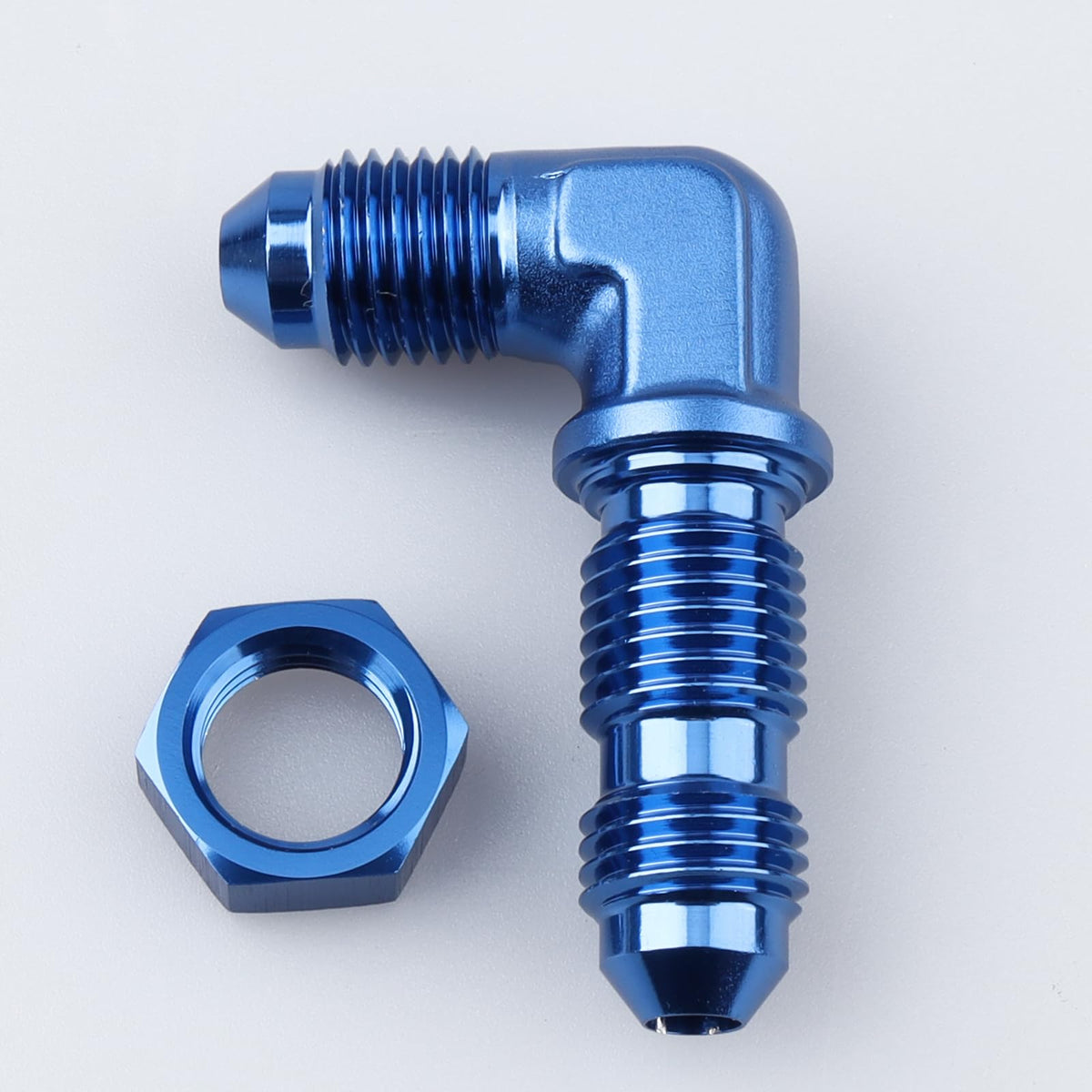 AC PERFORMANCE -4 AN Male Flare 90 Degree Bulkhead Fitting Adapter Aluminum Blue with AN4 Nut