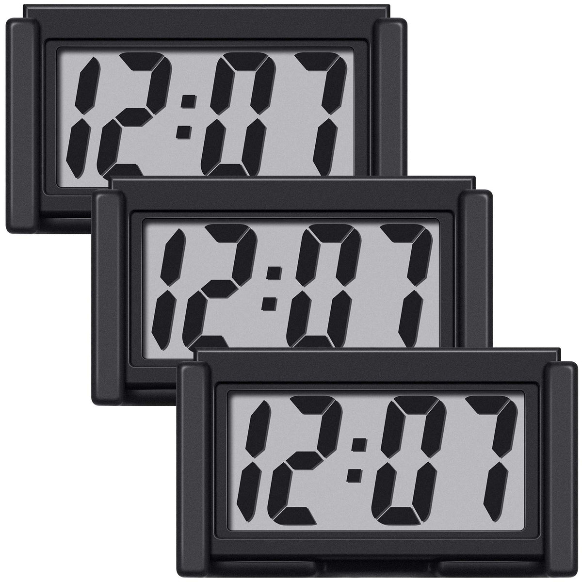 Frienda Mini Digital Clock Small Magnetic Clock Car Dashboard Clock Stick on Clock Self Adhesive Bracket Digital Clock Battery O