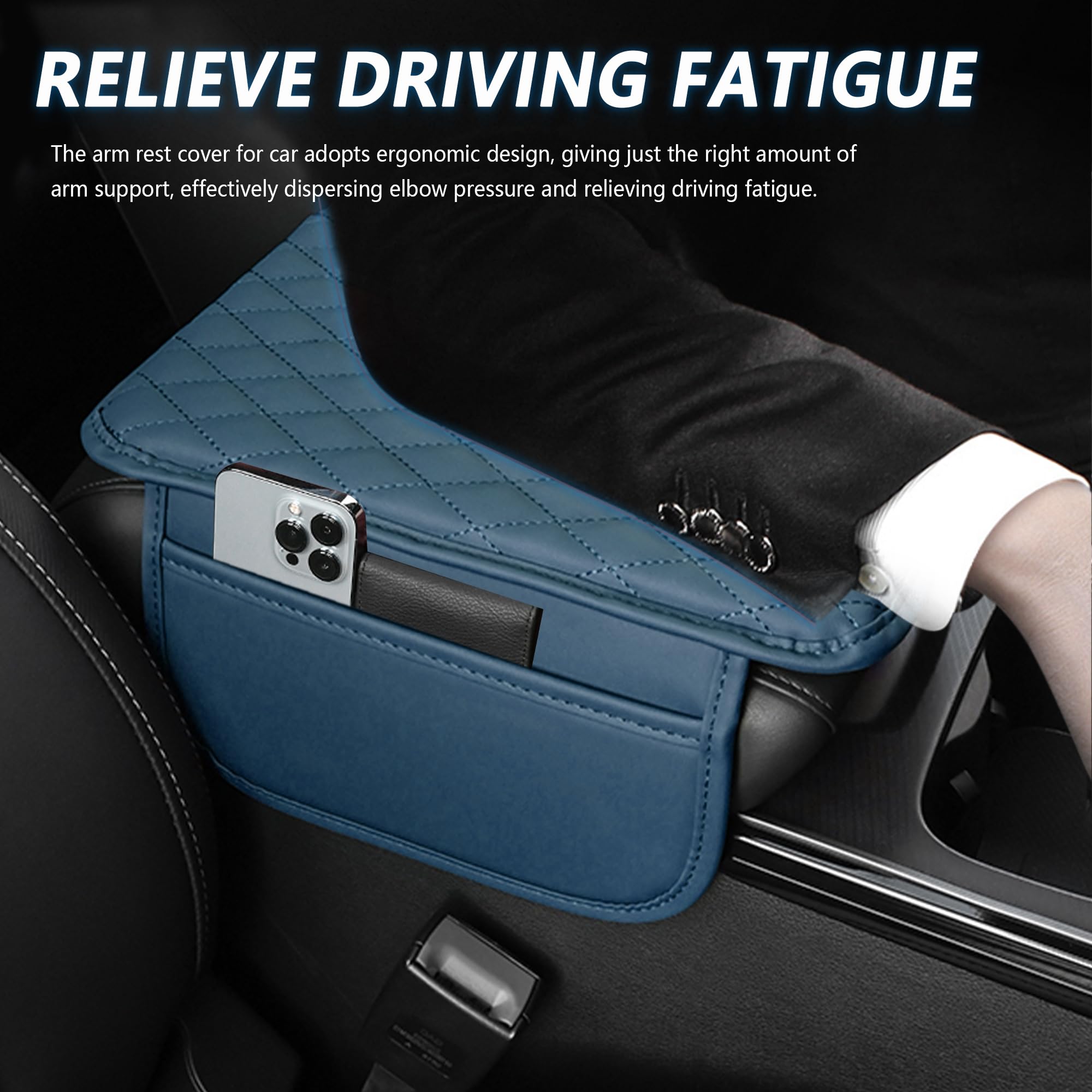 Stacool Upgraded Car Center Console Cover,Microfiber Leather Car Armrest Cover Cushion with 2 Storage Bags,Universal Car Armrest