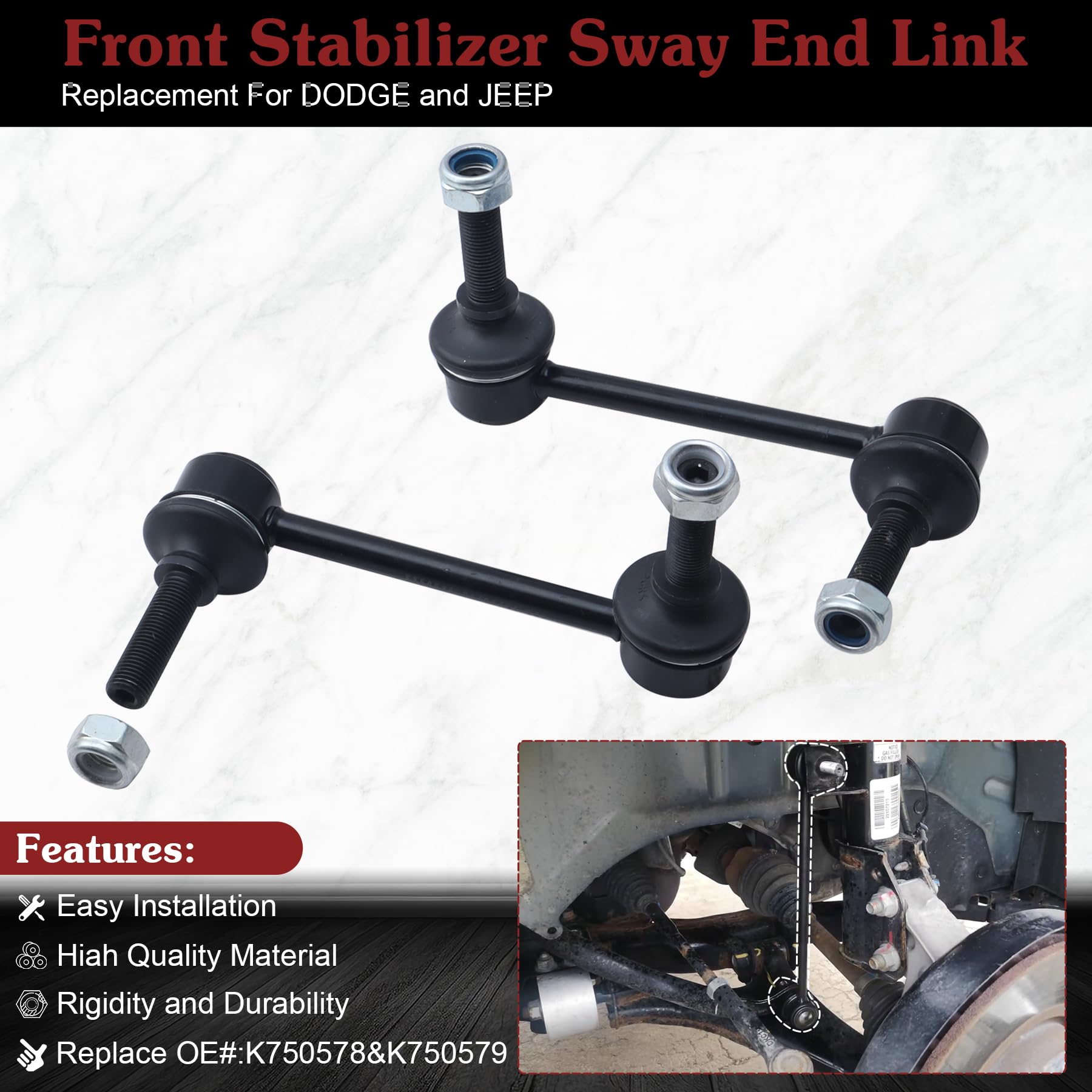Stiueoav K750578 K750579 Sway Bar Link - Front Stabilizer End Link Compatible With 2011-2018 Durango?2011-2015 Grand Cherokee