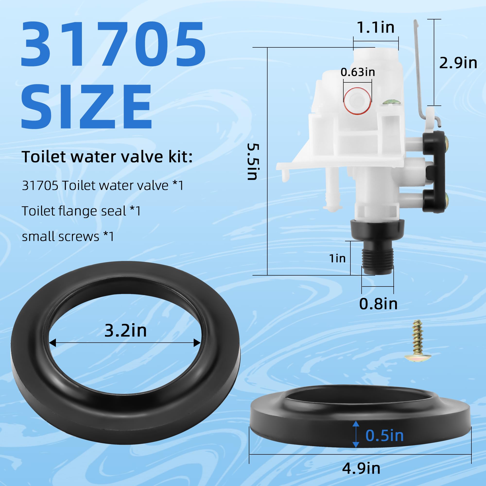 31705 31688 RV Toilet Water Valve Kit Fit for ThetfordAqua MagicV High and Low Models - Replaces 31687, 31648, 31652, 31672, 316