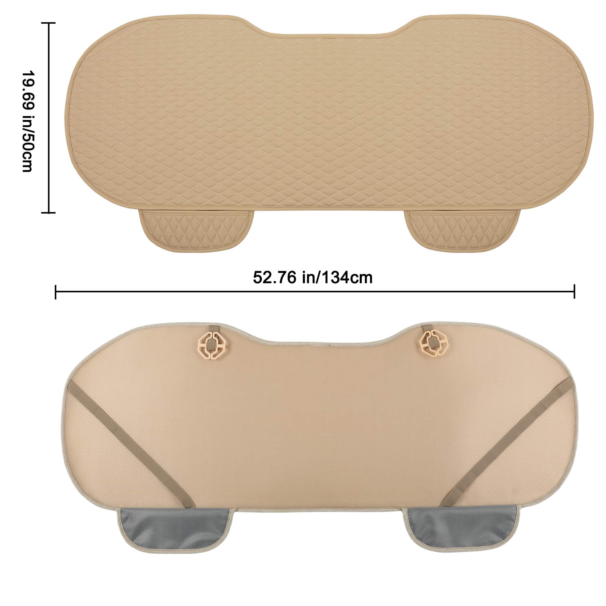 West Llama Pu Leather Car Seat Bottom Covers Protectors Include 1 Rear Bench Seat Cover Universal Fit 90% Vehicles,Beige
