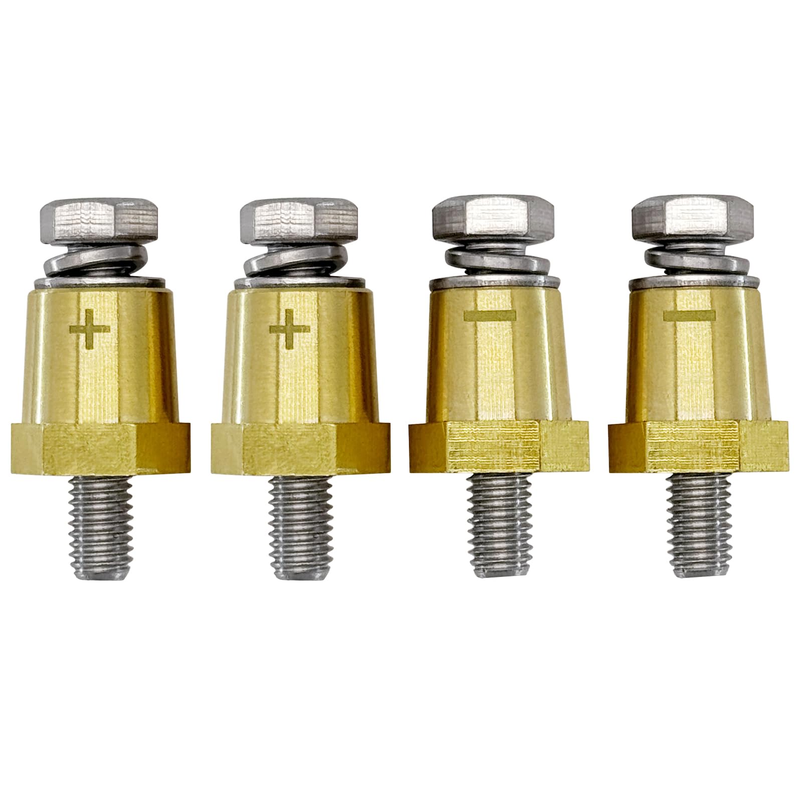 Ampper M8 Thread Brass Battery Terminal Charging Posts, Battery Post Adapter (+/-) With Solid M8 Bolts As Male Posts Direct To B
