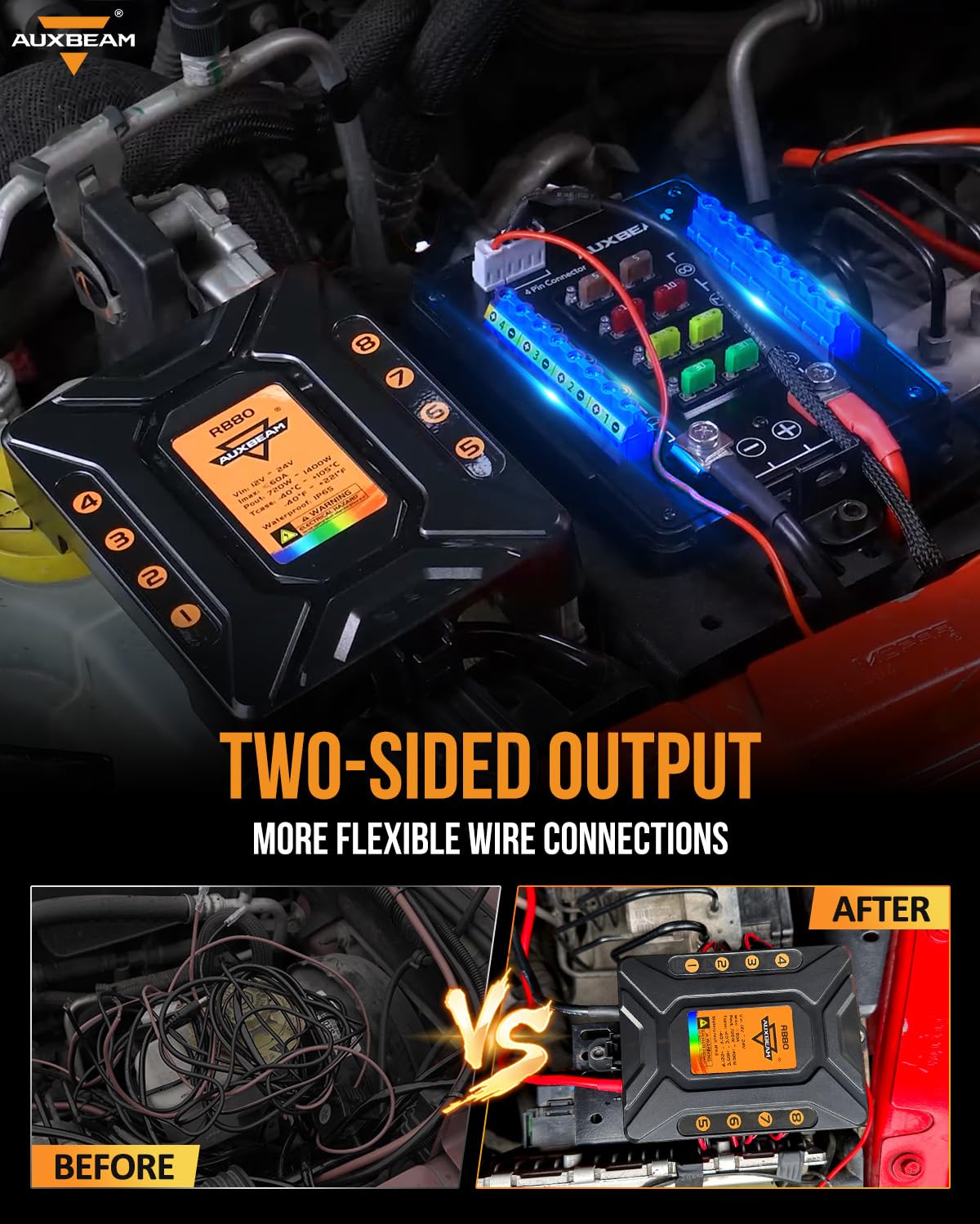 Auxbeam 8 Gang Switch Panel Rb80 Toggle Momentary Pulsed Rgb Dimmable Switch Panel Multifunction Switch Panel Two Sided Output M