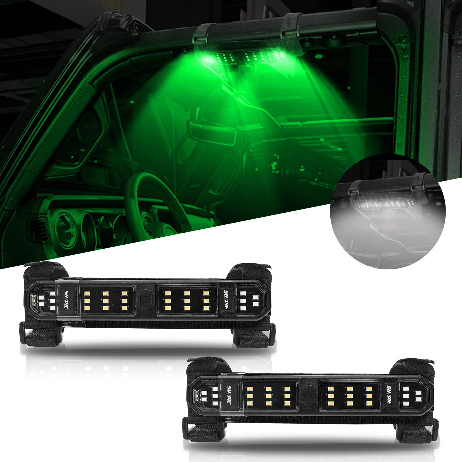 Sunpie Utv Dome Light Battery Powered Rechargeable Sxs Interior Lights W/Magnet Compatible With Polaris Talon/Pioneer Kawasaki M