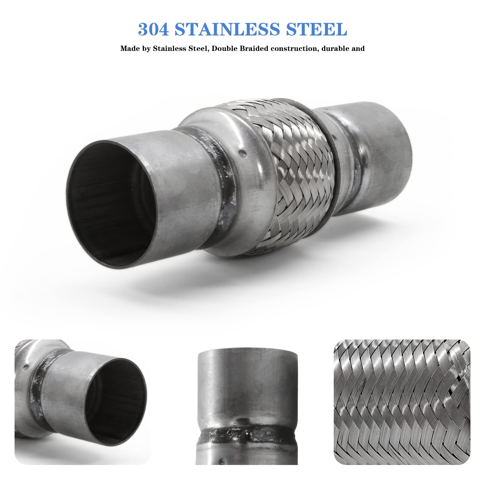 Rp Remarkable Power, Rk7539-2.25'' X 4'' Heavy Duty Stainless Steel Exhaust Flex Pipe 8'' Ol