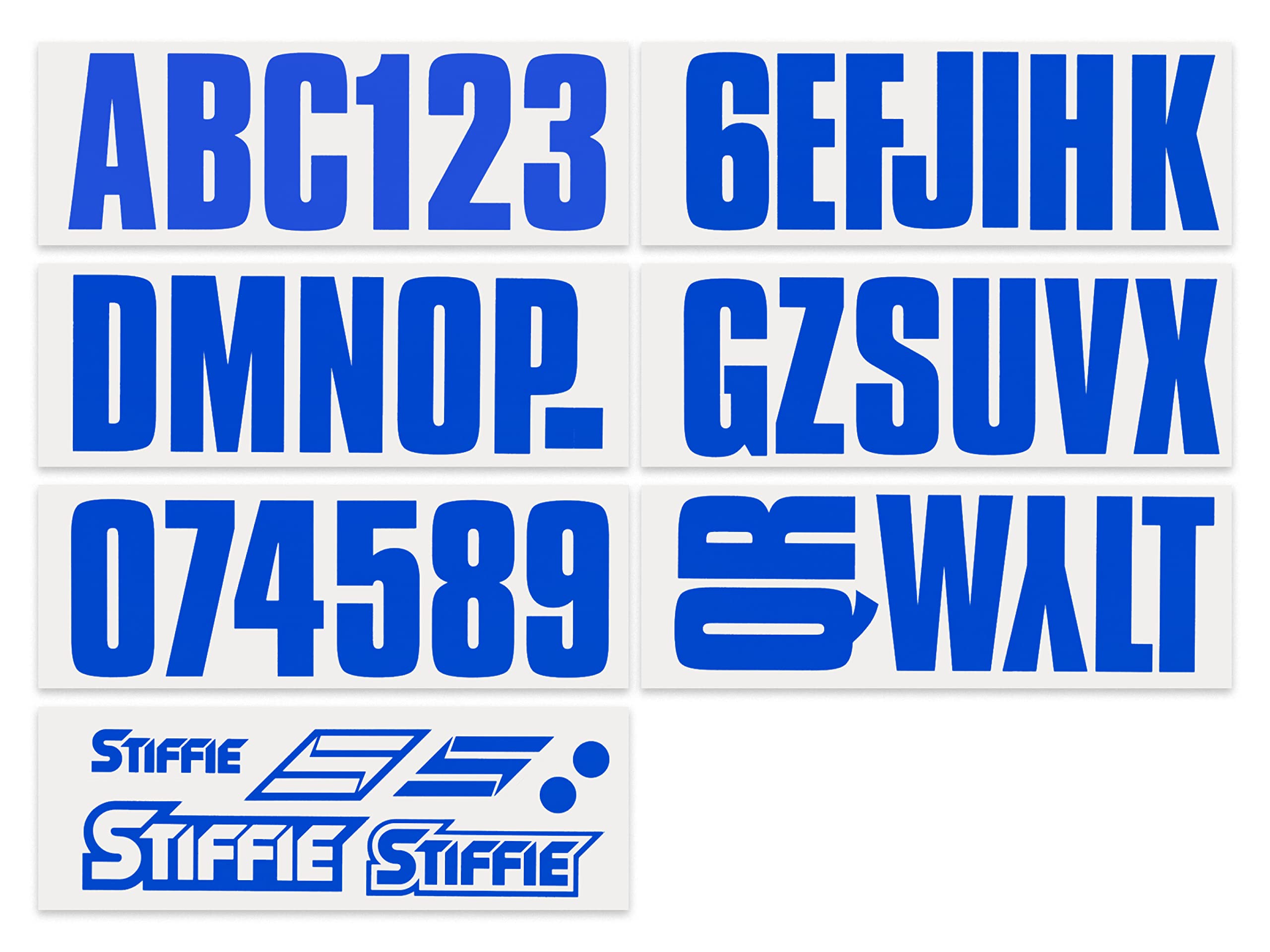 Stiffie Uniline Blue 3 Id Kit Alpha-Numeric Registration Identification Numbers Stickers Decals For Boats & Personal Watercraft