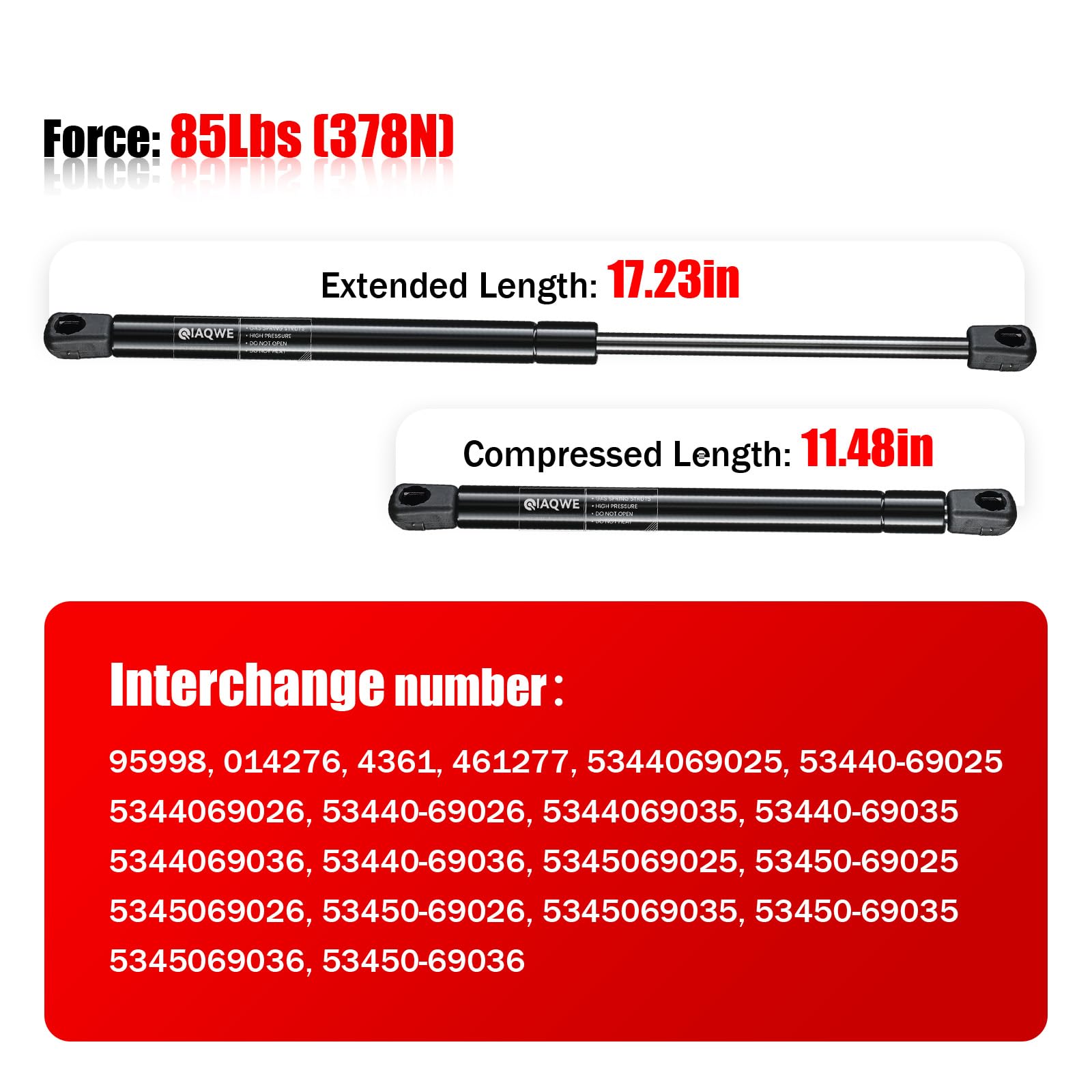 Iaqwe 4361-W Toyota Front Hood Lift Support Compatible With 1998-2007 Toyota Land Cruiser, Front Gas Struts Spring Shocks Fits F