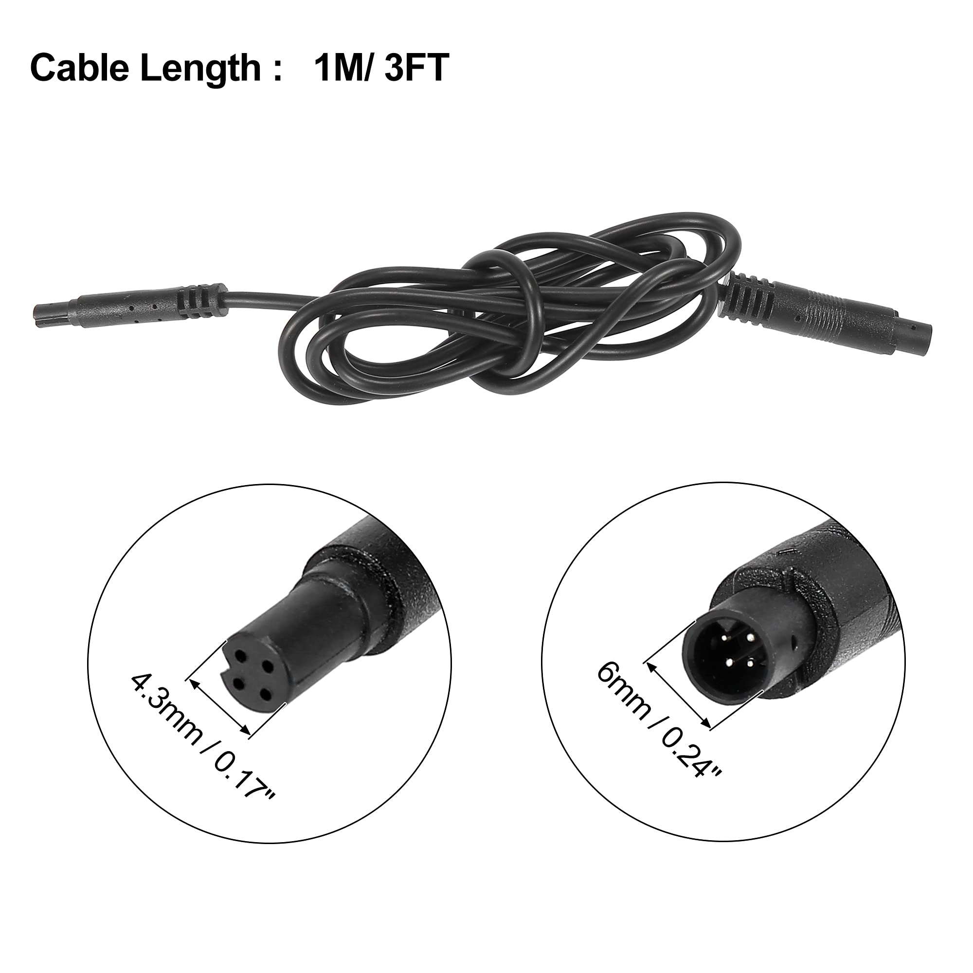 X Autohaux 4 Pin 3Ft 1M Backup Camera Extension Cable Dash Camera Cord Car Rear View Camera