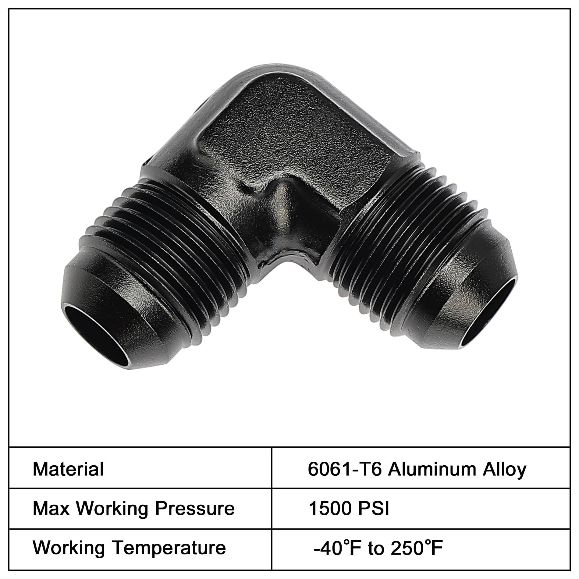 EVIL ENERGY 8AN Male to Male Flare 90 Degree Union Coupler Fitting Coupling Aluminum Black