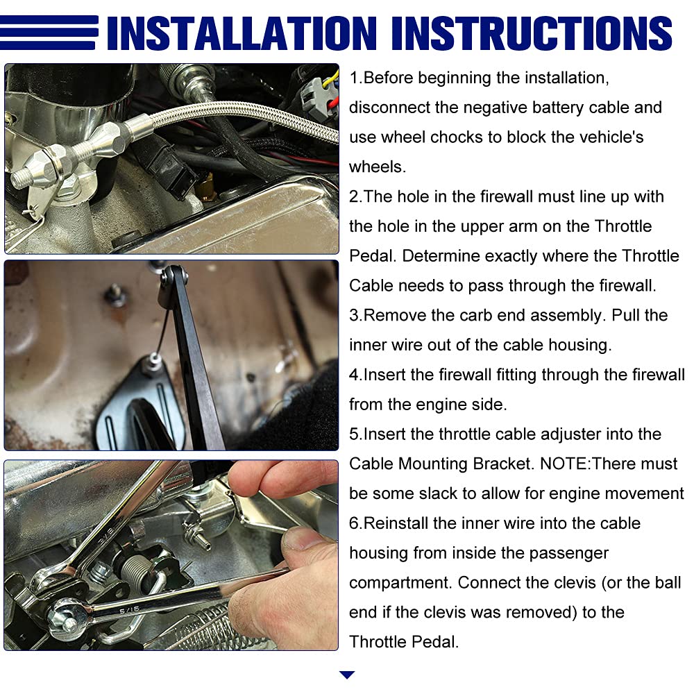 Pqy 24' Hi-Tech Univeral Throttle Cable Braided Stainless Steel Throttle Cable Kit