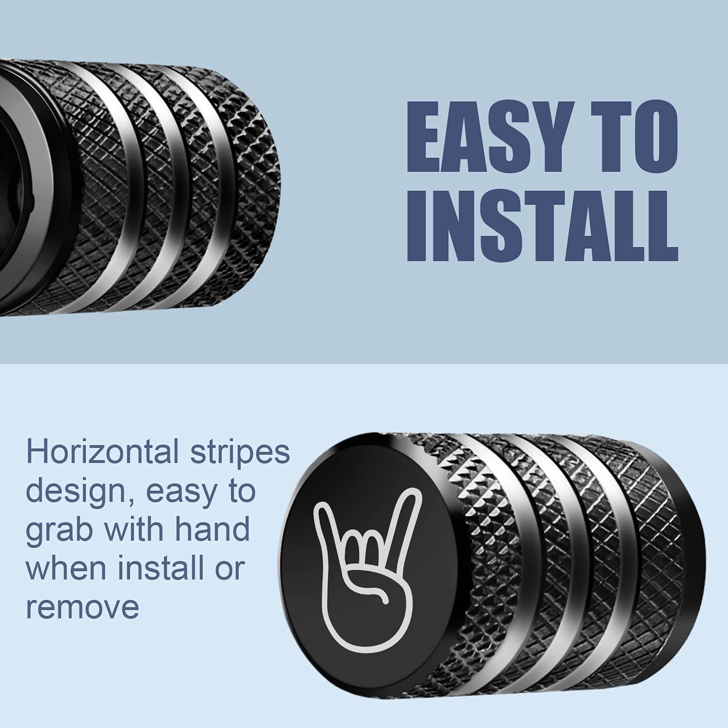 Tire Valve Stem Cap Cover - (5 Pack) Tire Air Cap Metal With Plastic Liner Corrosion Resistant Leak-Proof Rock And Roll For Car Truck Motorcycle Bike Black