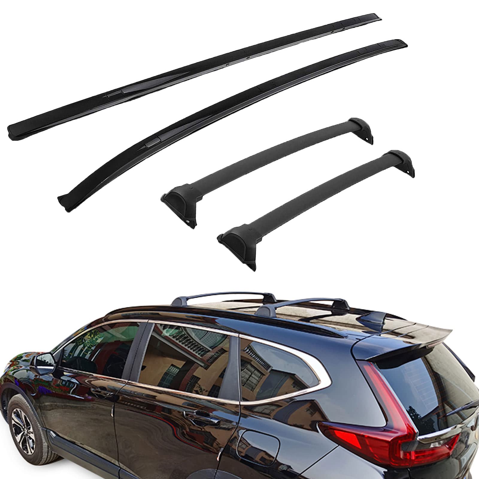 Roof Rack Cross Bars & Side Rail Kit for Honda CRV CR-V 2017-2022 - Durable Aluminum Alloy, Complete Set with 2 Cross Bars + 2 S