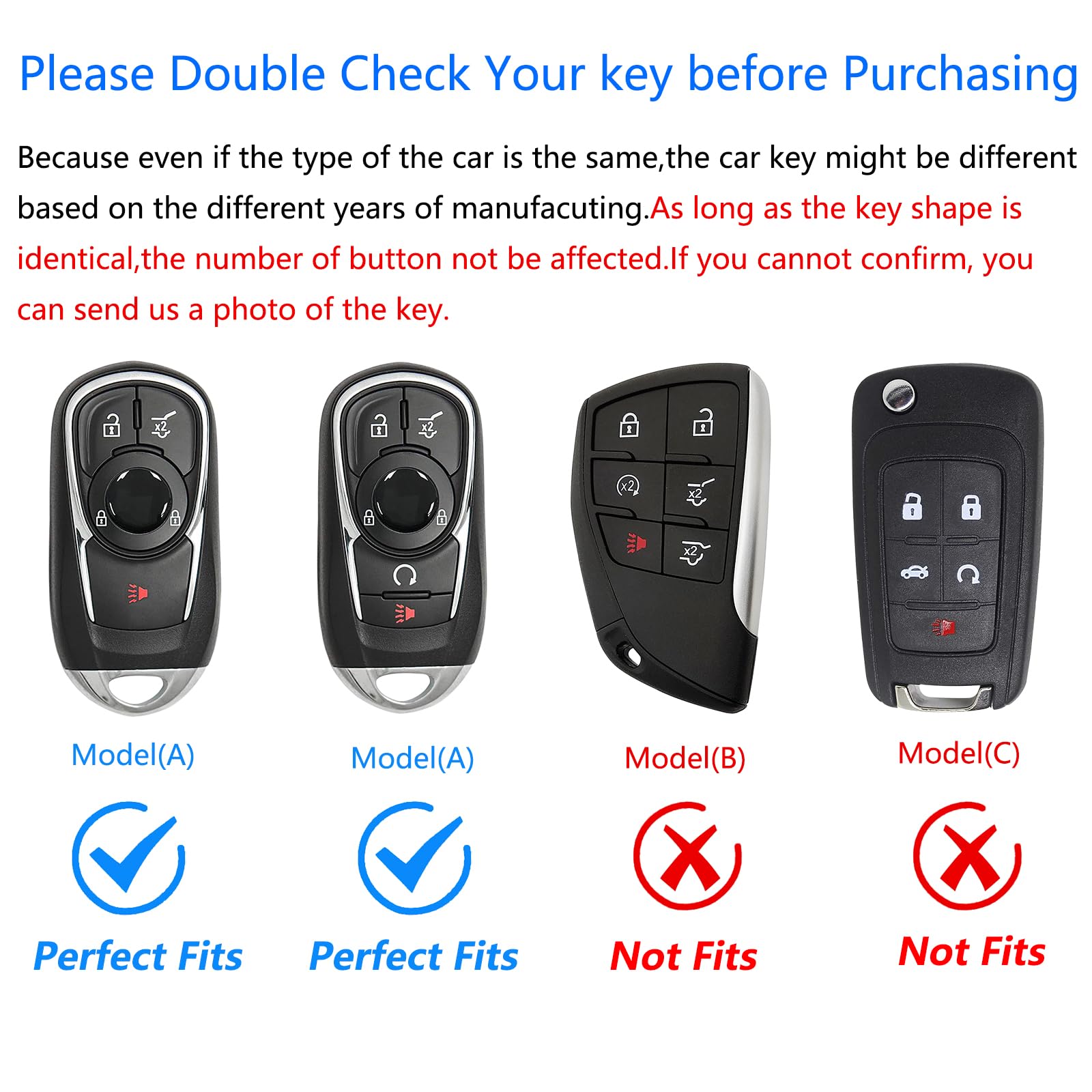 Ocezbiis For Buick Key Fob Cover,Keychain,Zinc Alloy Protection Car Key Case For Verano Regal Lacross Encore Envision Enclave Ca