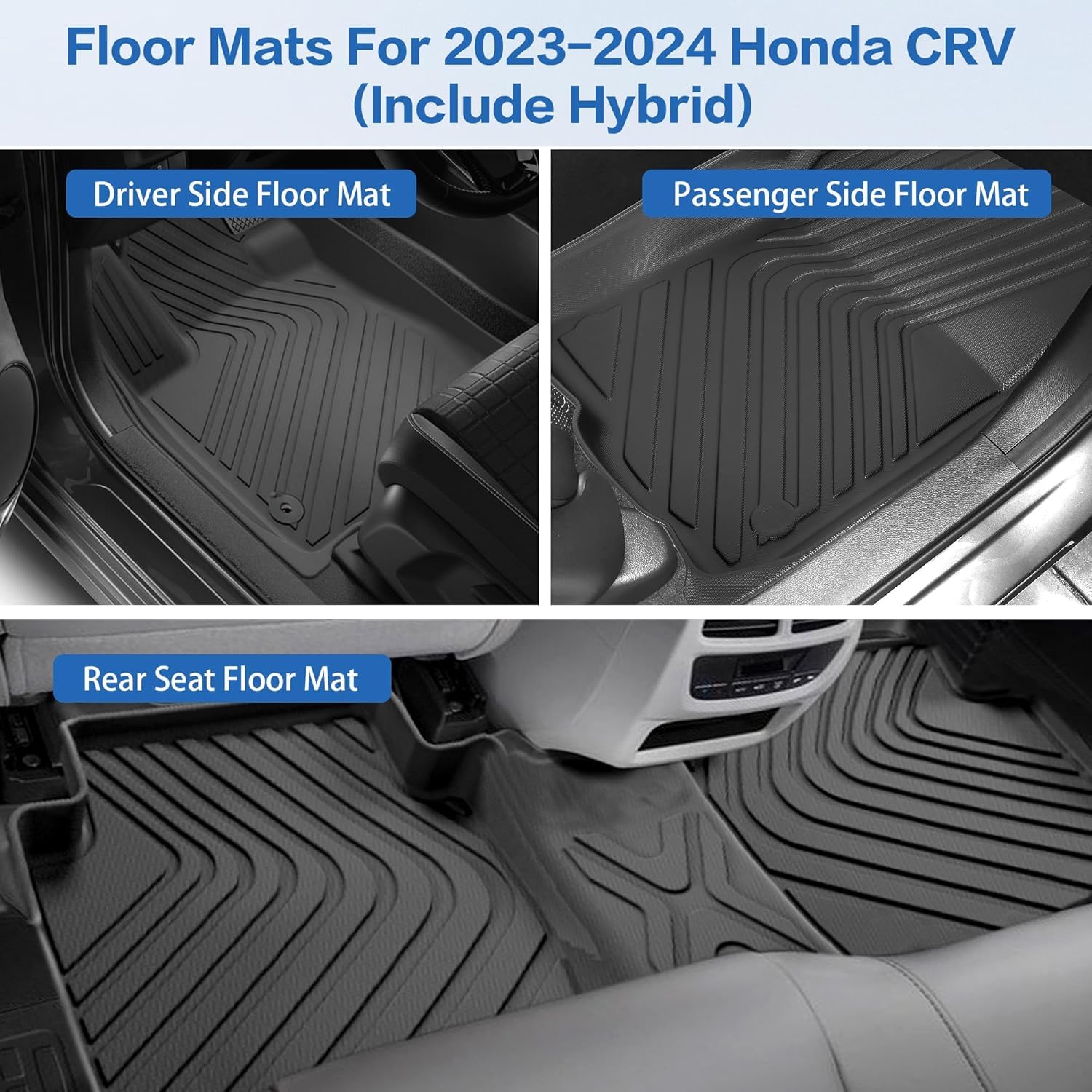 Weize Floor Mats And Cargo Liners For Honda Cr-V 2023 2024 2025 2026 (Include Cr-V Hybrid Models), All Weather Car Trunk Mat (Up