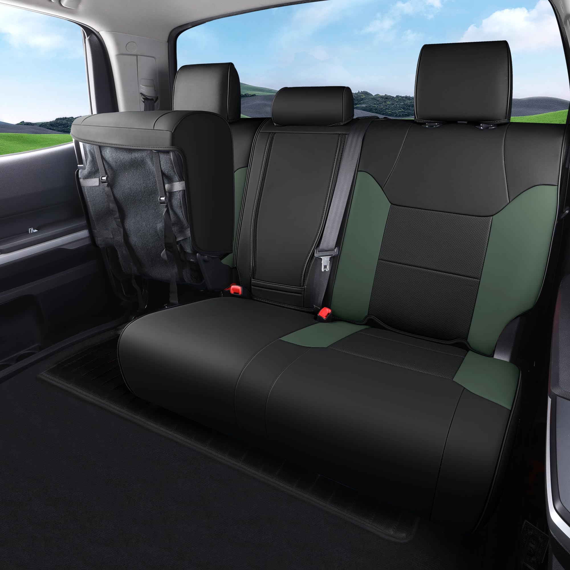 Red Rain Leather Tundra Car Seat Cover Custom Seat Cover Full Set For Toyota Tundra 2022 2023 2024 Brown Auto Seat Cushion Cover (Tundra-Brown-2)