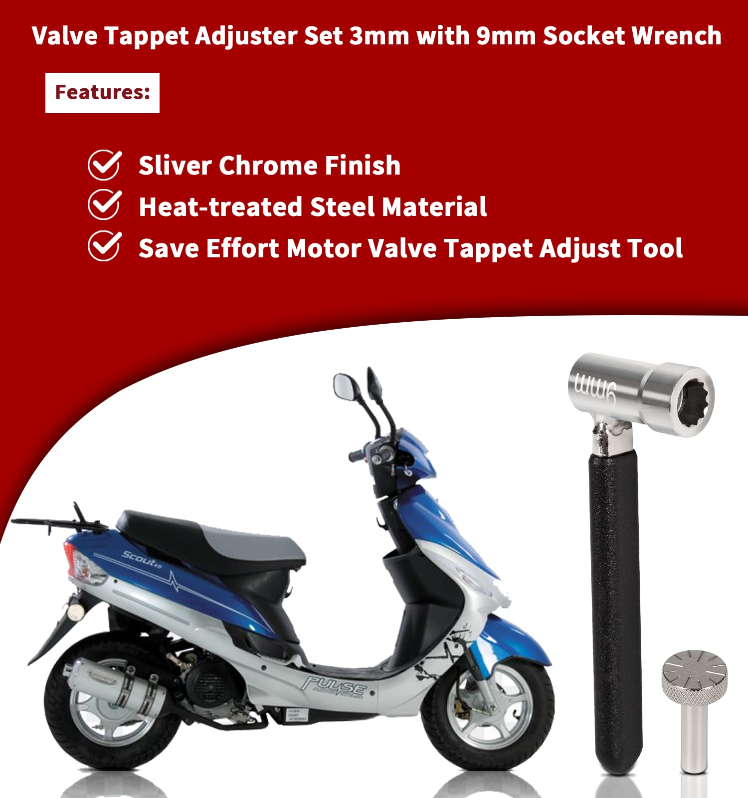 Camoo Valve Clearance Adjustable Wrench And Square Adjuster Tool Kit For Motorcycle Gy6 Scooter Atvs And Atcs Small Engines