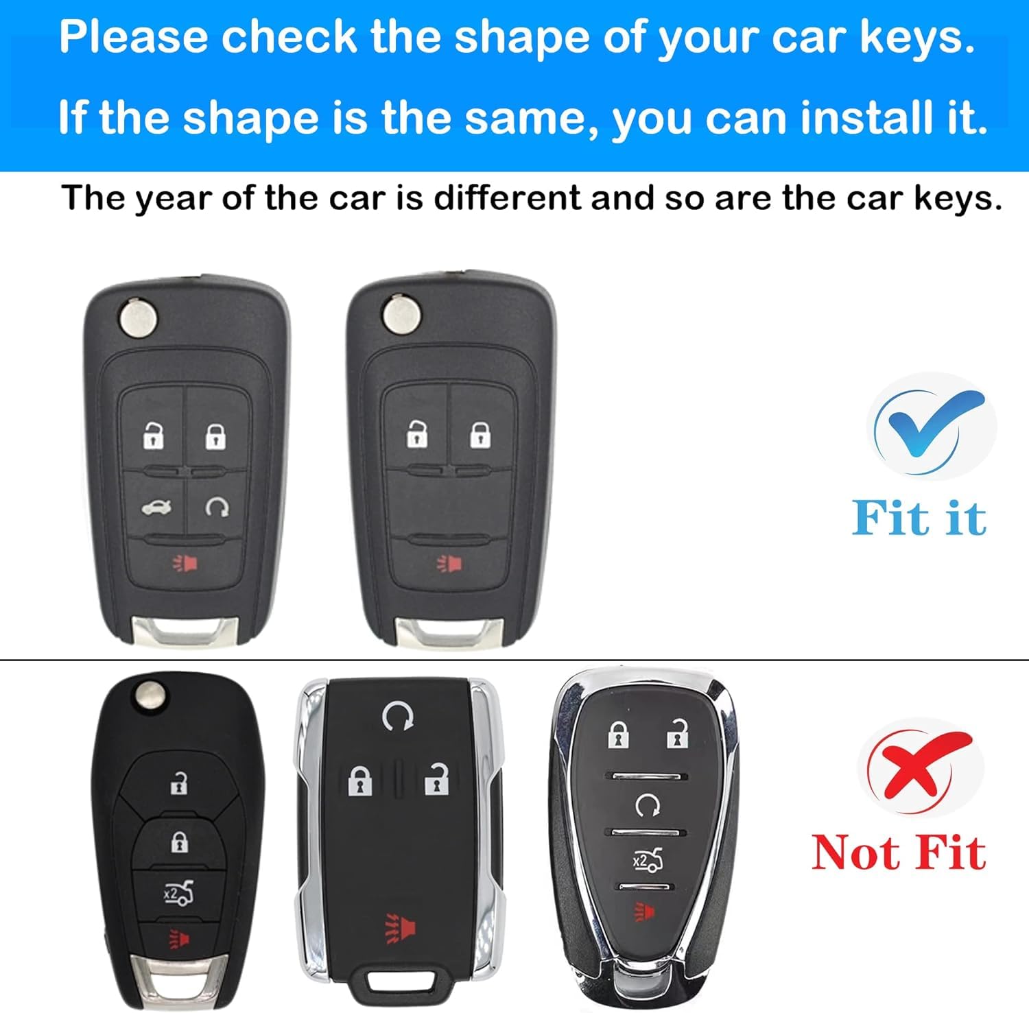 Kirsnda For Chevrolet Flip Key Fob Cover Case With Keychain,Soft Tpu Key Shell/Skin,5-Buttons Fit Chevy Equinox Impala Malibu Ca