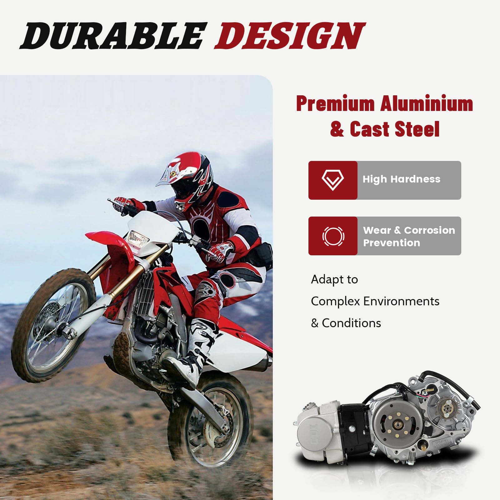 CUBELLIN 125cc Engine 4-Speed Pit Dirt Bike Engine Kit Manual Clutch Kick Start ATV Engine Motor 125cc Engine for Honda CRF50 CR