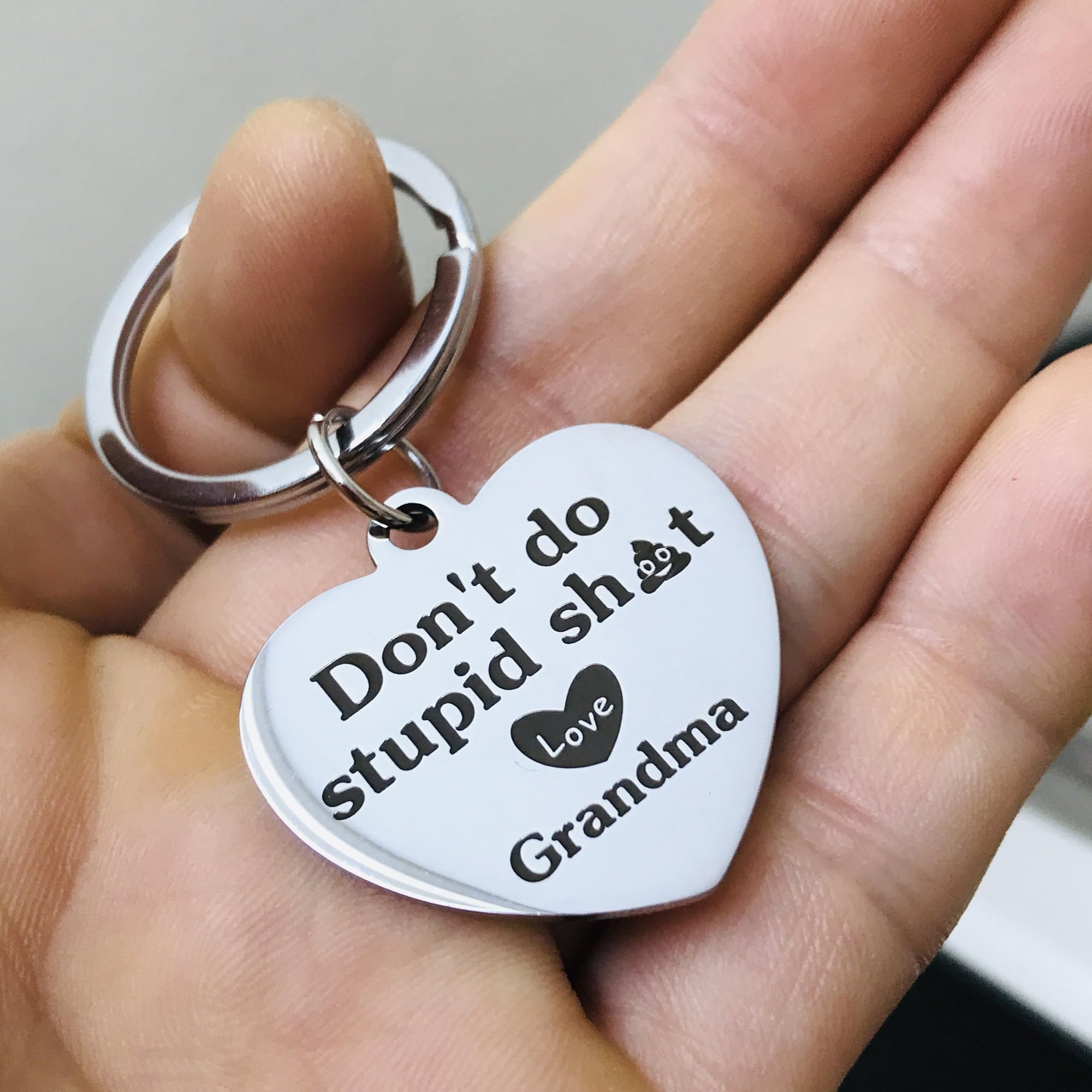 Funny Gifts For Grandson Granddaughter Don'T Do Stupid Sh*T Love Grandma Keychain For Grandkids Mother'S Day Father'S Day Gradua